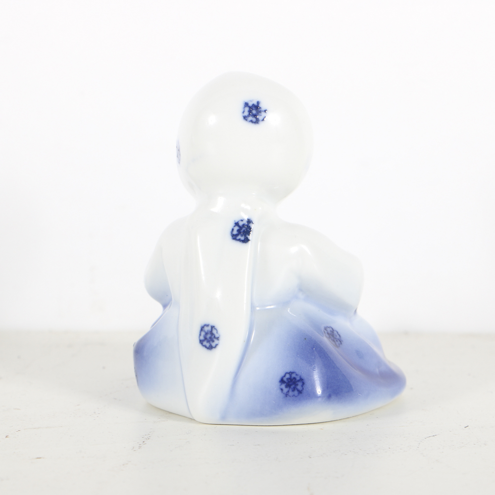 Four Zsolnay Pottery Ceramic Blue and White Figurines