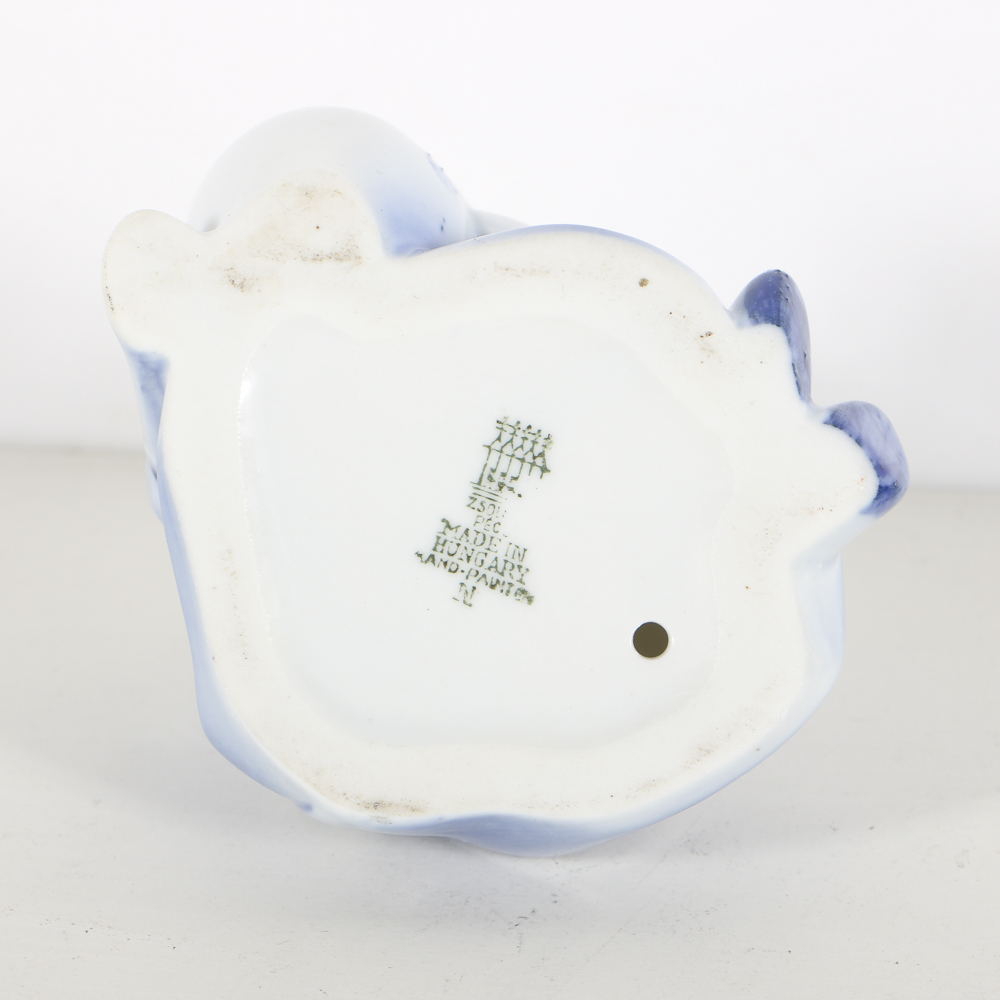 Four Zsolnay Pottery Ceramic Blue and White Figurines