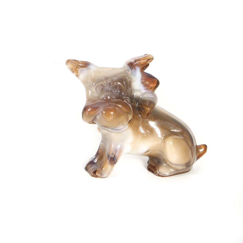 Imperial Slag Glass Dog Figurines