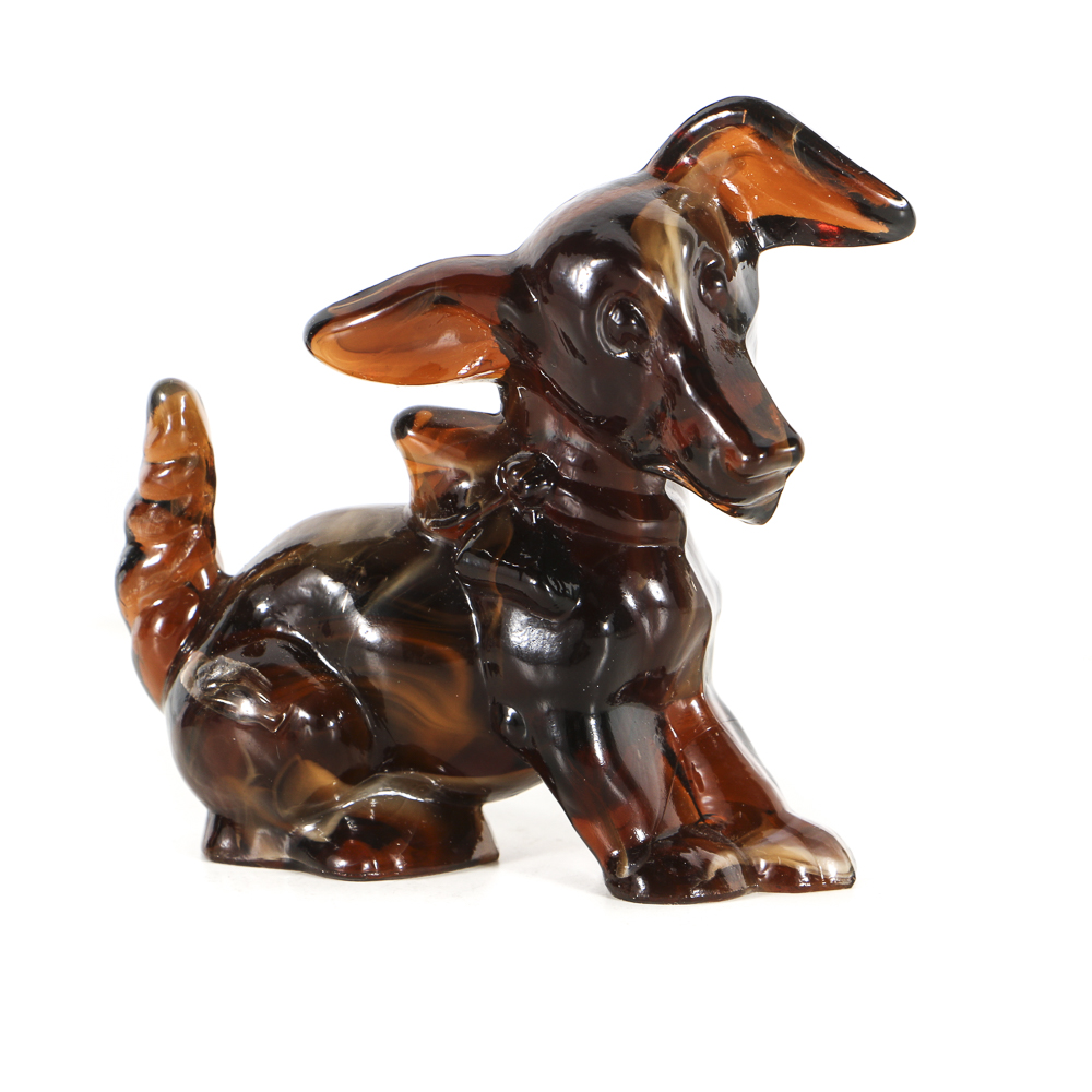 Imperial Slag Glass Dog Figurines