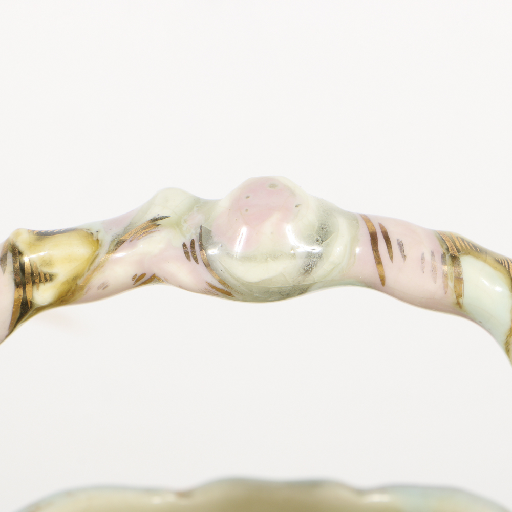 19th-Century Zsolnay Reticulated Ceramic Handled Basket