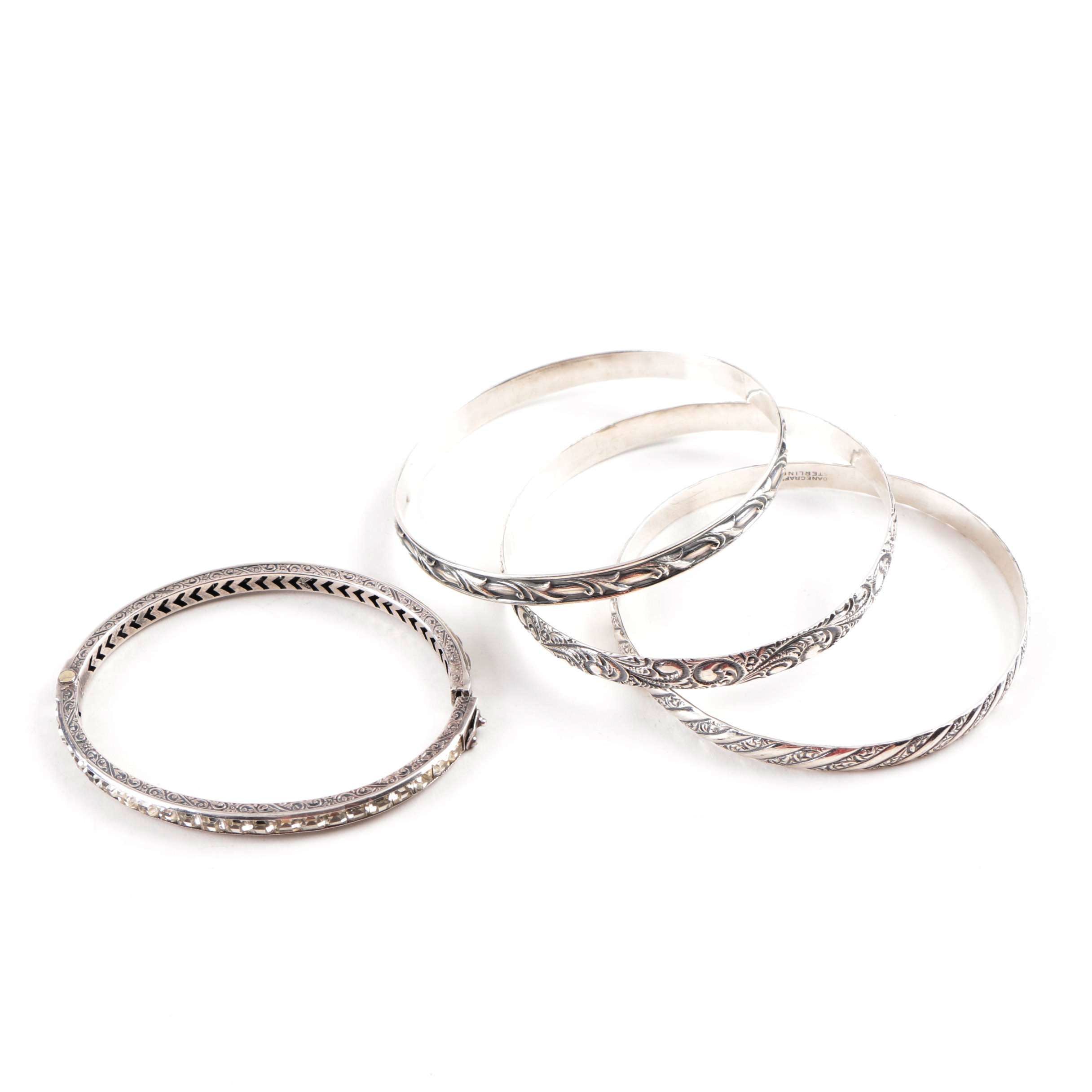 Four Sterling Silver Bracelets