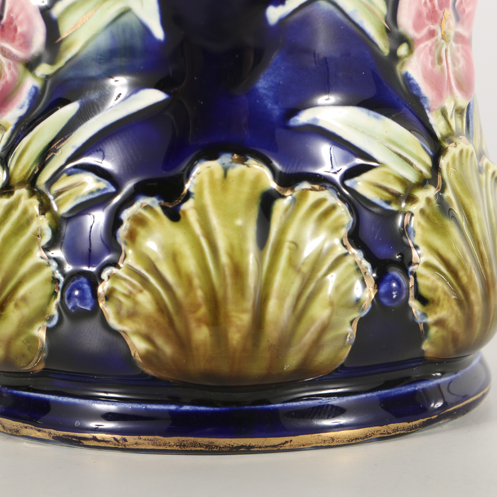 19th-Century Minton Majolica Plate and Majolica Lidded Jar