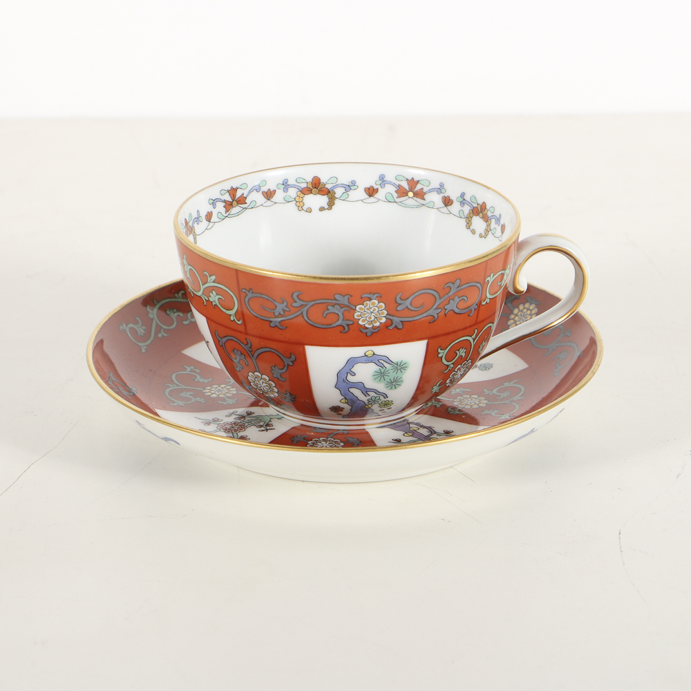 Herend "Yellow Dynasty" Gallery Tray, Cup and Saucer