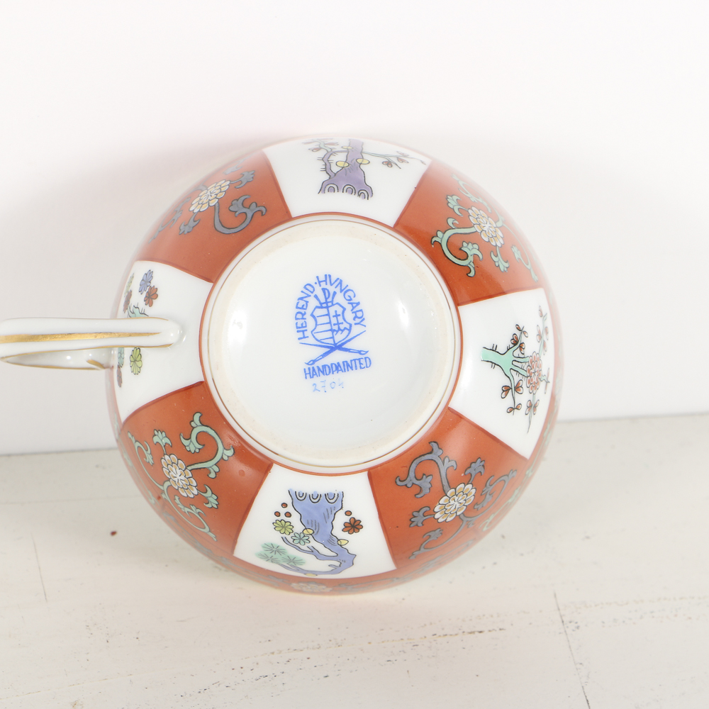 Herend "Yellow Dynasty" Gallery Tray, Cup and Saucer