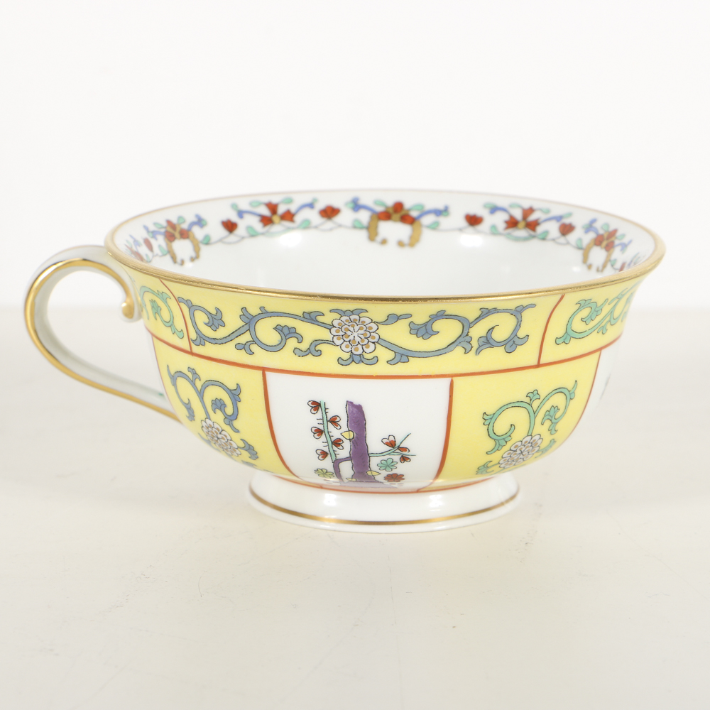 Herend "Yellow Dynasty" Gallery Tray, Cup and Saucer