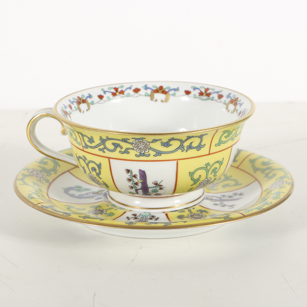 Herend "Yellow Dynasty" Gallery Tray, Cup and Saucer