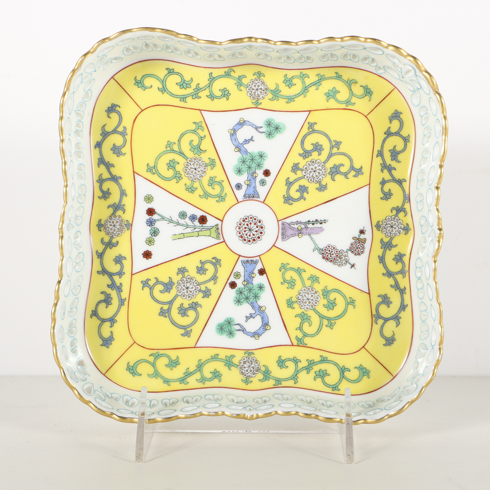 Herend "Yellow Dynasty" Gallery Tray, Cup and Saucer