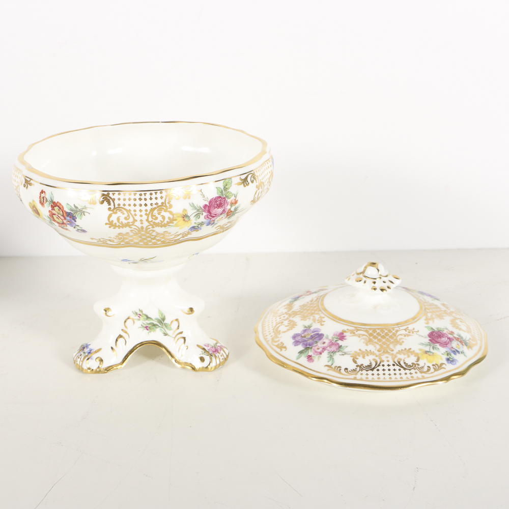 Crown Ducal Lidded Candy Dish and Hammersley Lidded Compote