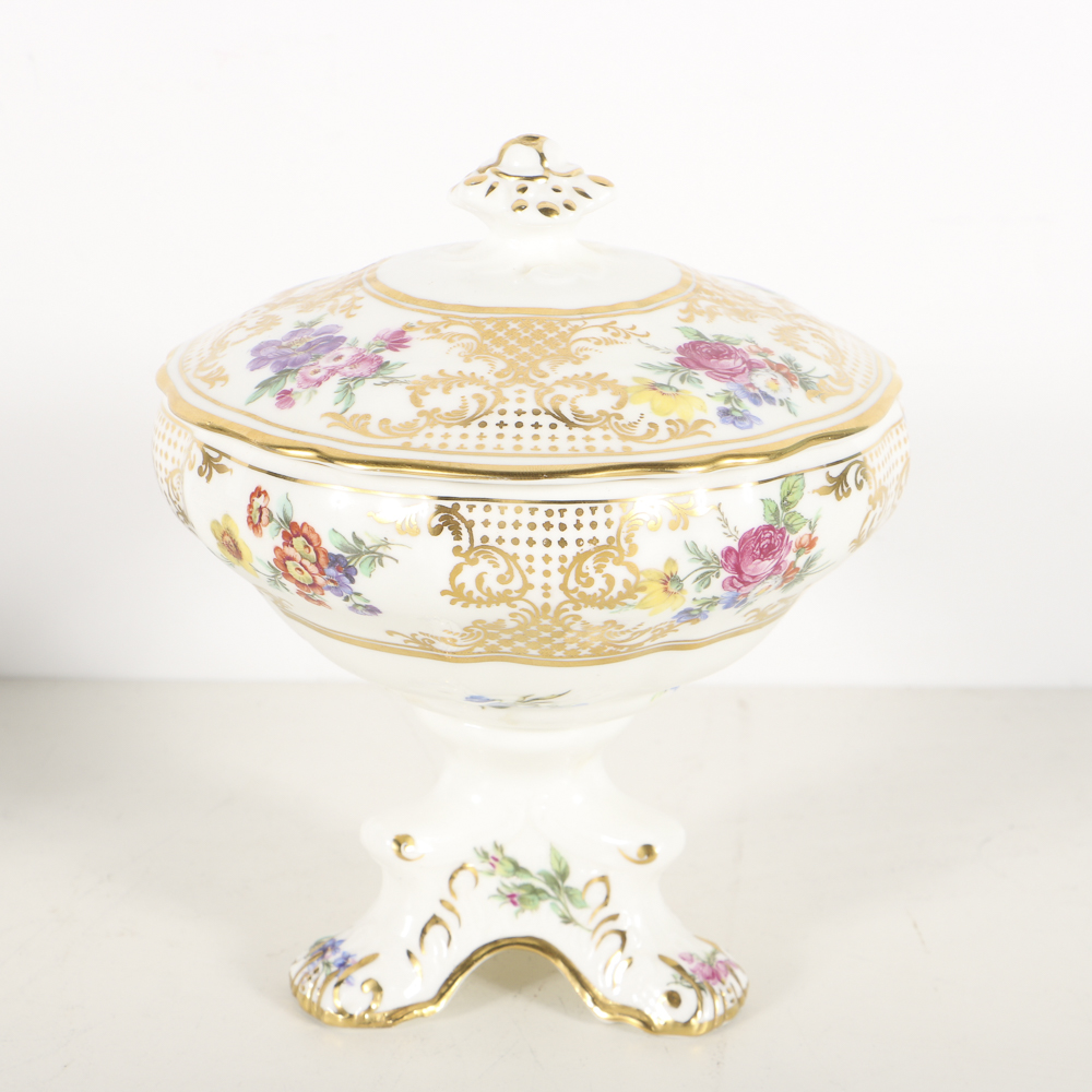 Crown Ducal Lidded Candy Dish and Hammersley Lidded Compote