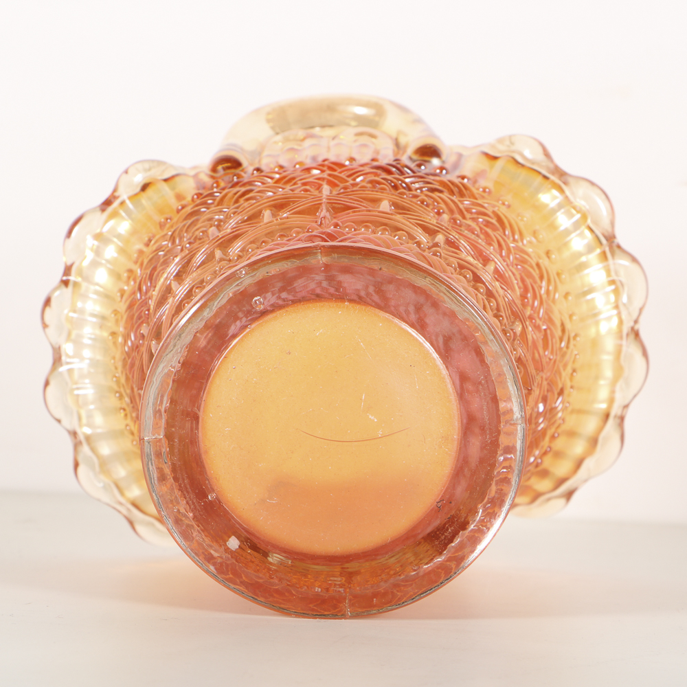 Pressed Glassed Scottie Dog Candy Container and Carnival Glass Basket