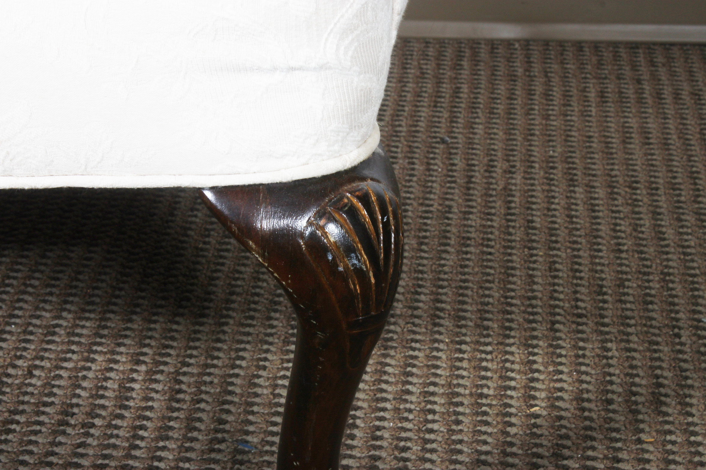 Queen Anne Style Wing Chair and Ottoman by Pembrook Chair Corporation