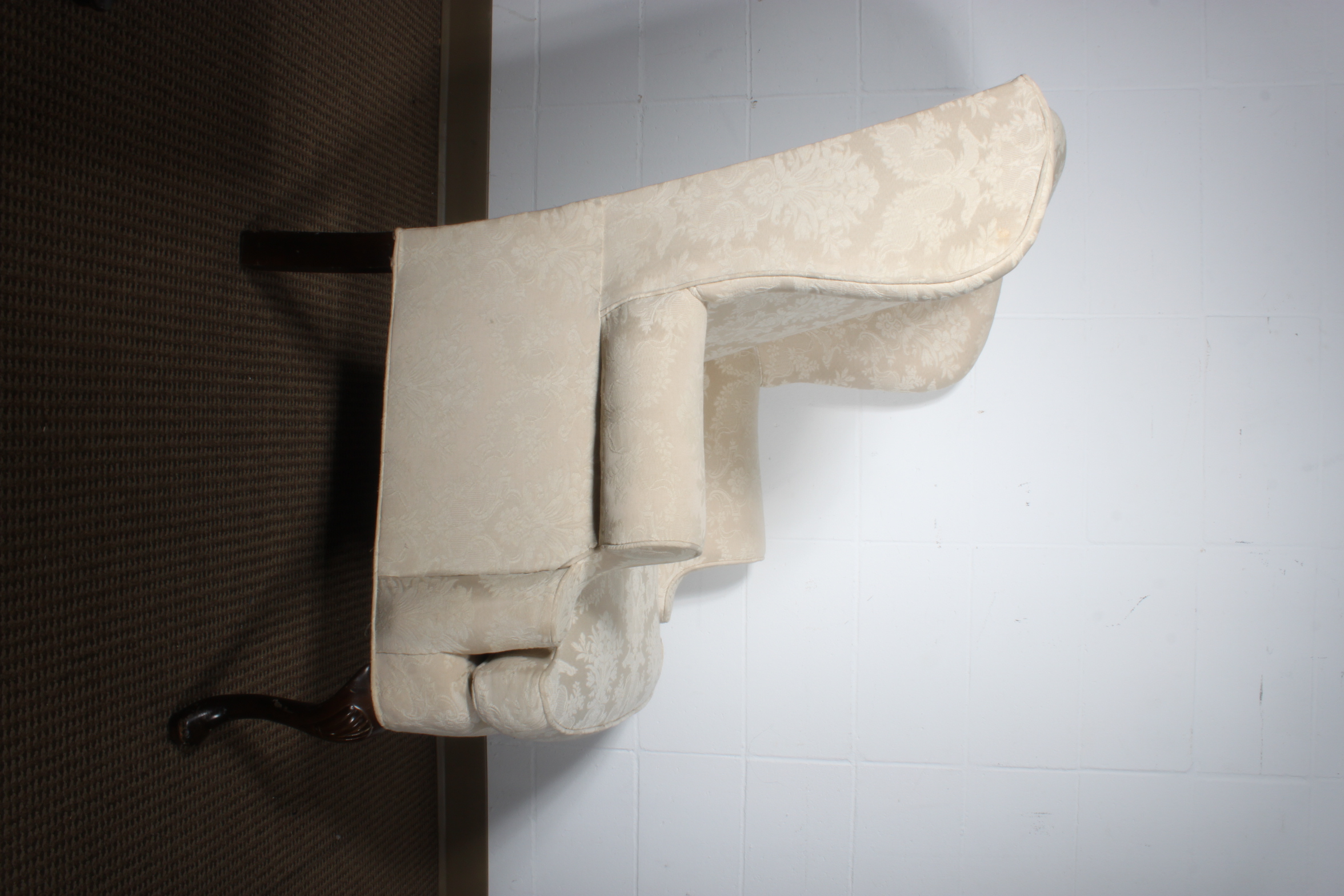 Queen Anne Style Wing Chair and Ottoman by Pembrook Chair Corporation