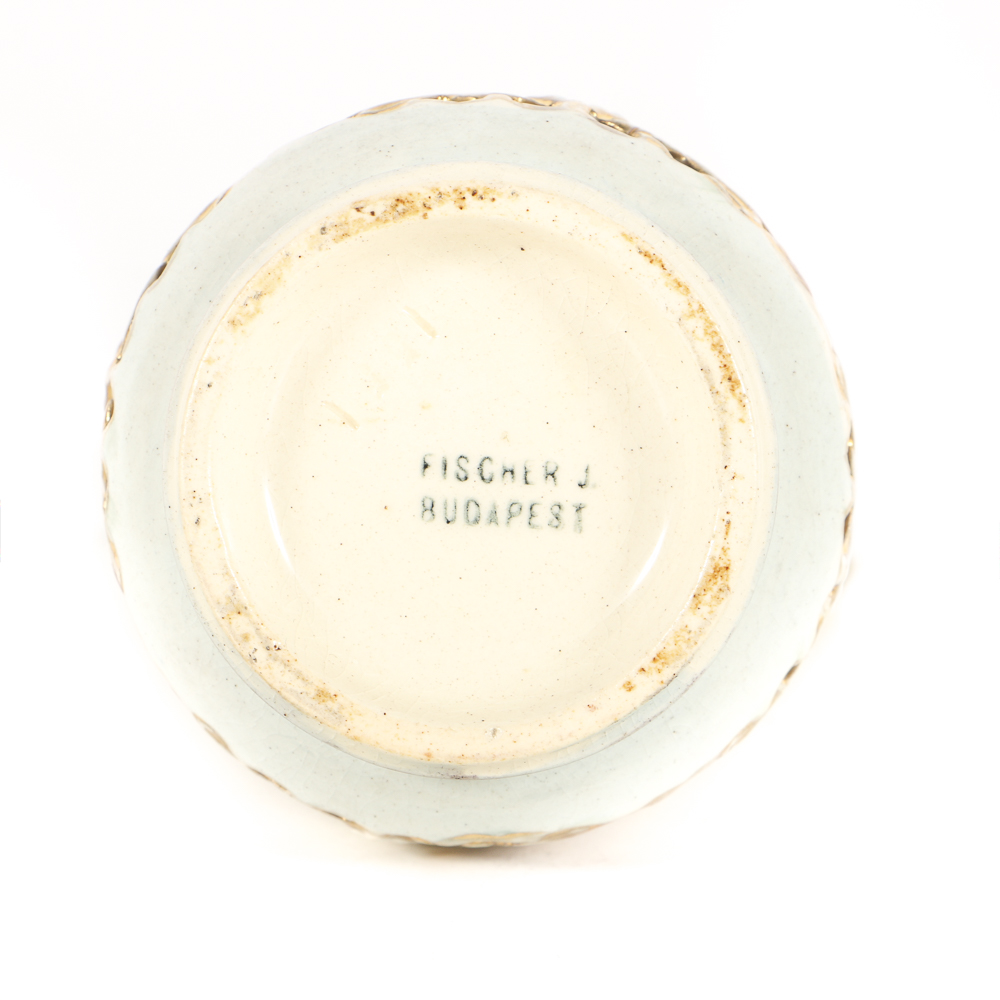 19th-Century Fischer J. Reticulated Ceramic Double Handled Vase