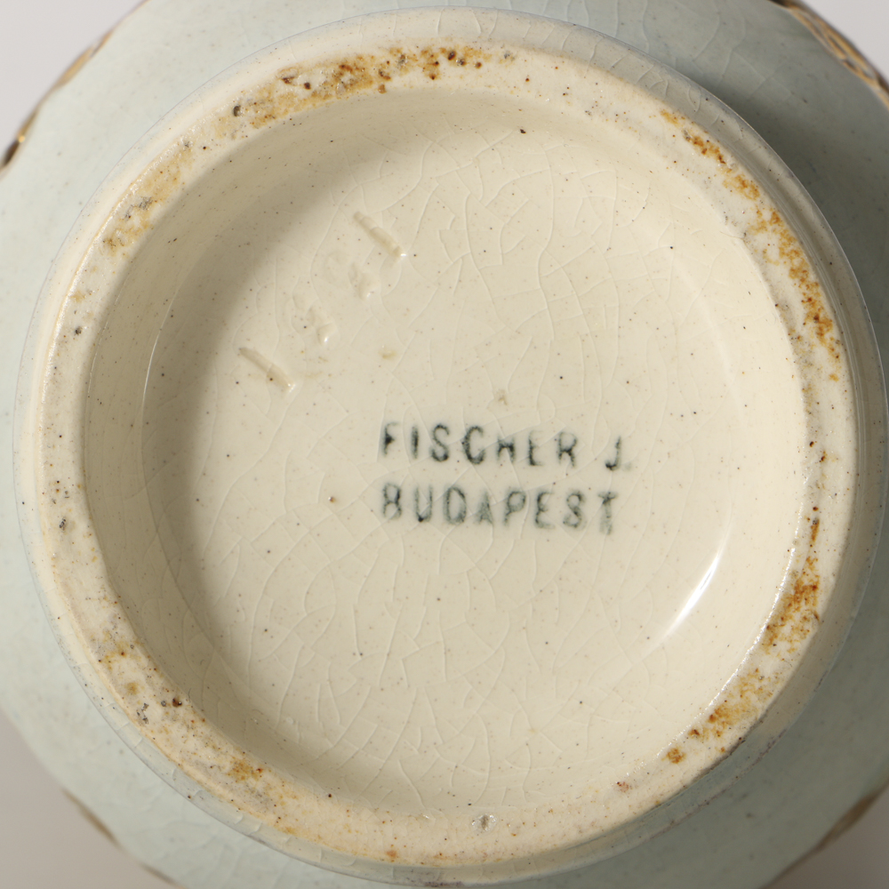 19th-Century Fischer J. Reticulated Ceramic Double Handled Vase