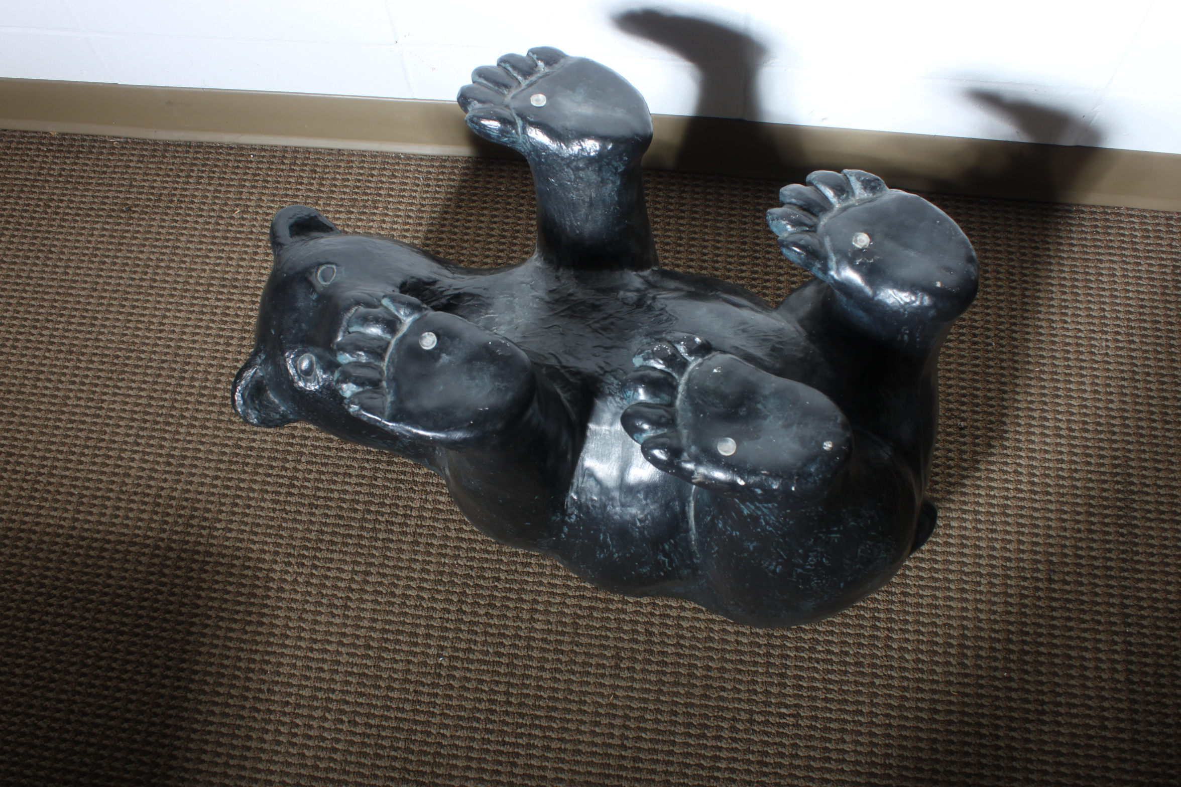 Glass Top Coffee Table With Black Bear Base