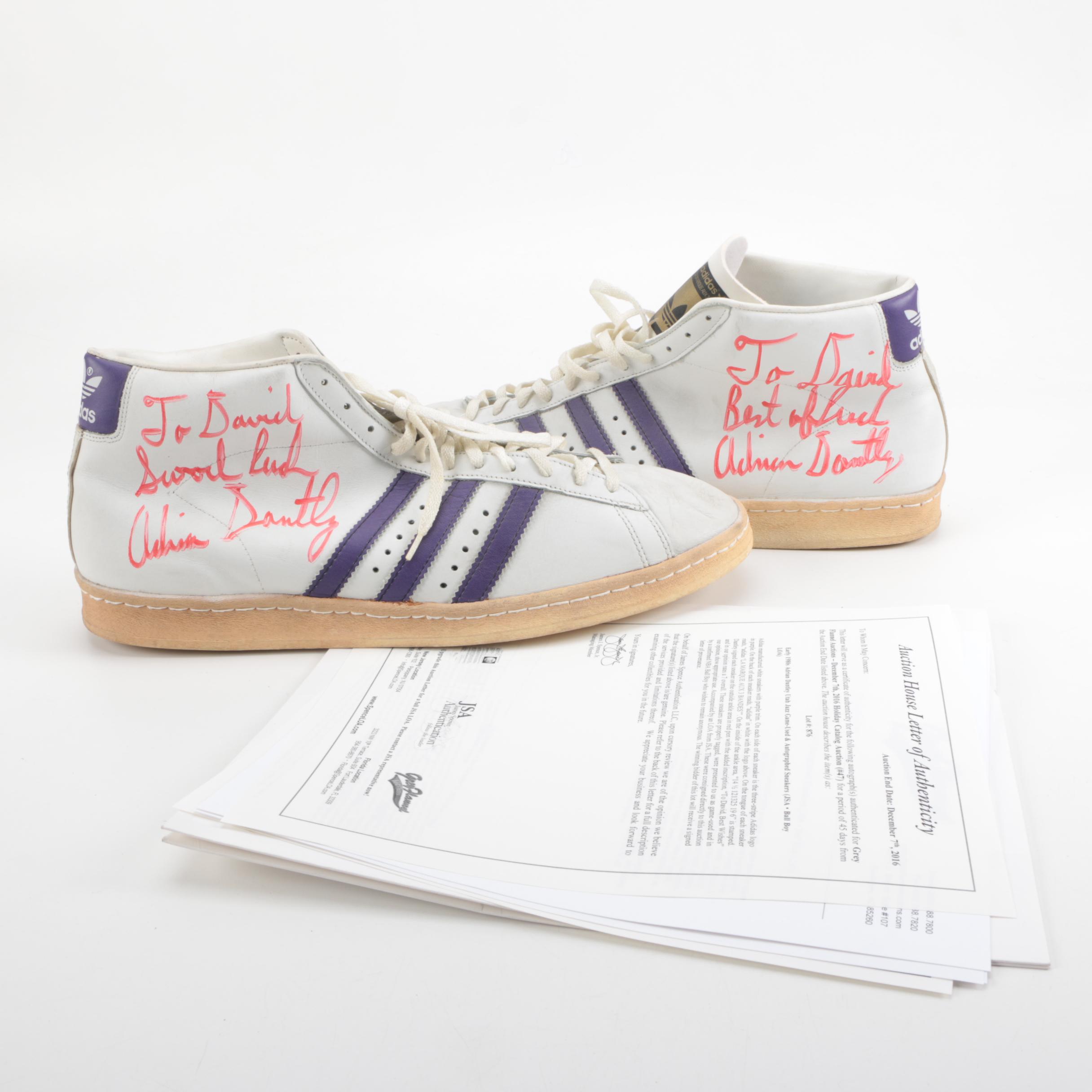 Pair of 1980s Adrian Dantley Signed Games-Worn Adidas