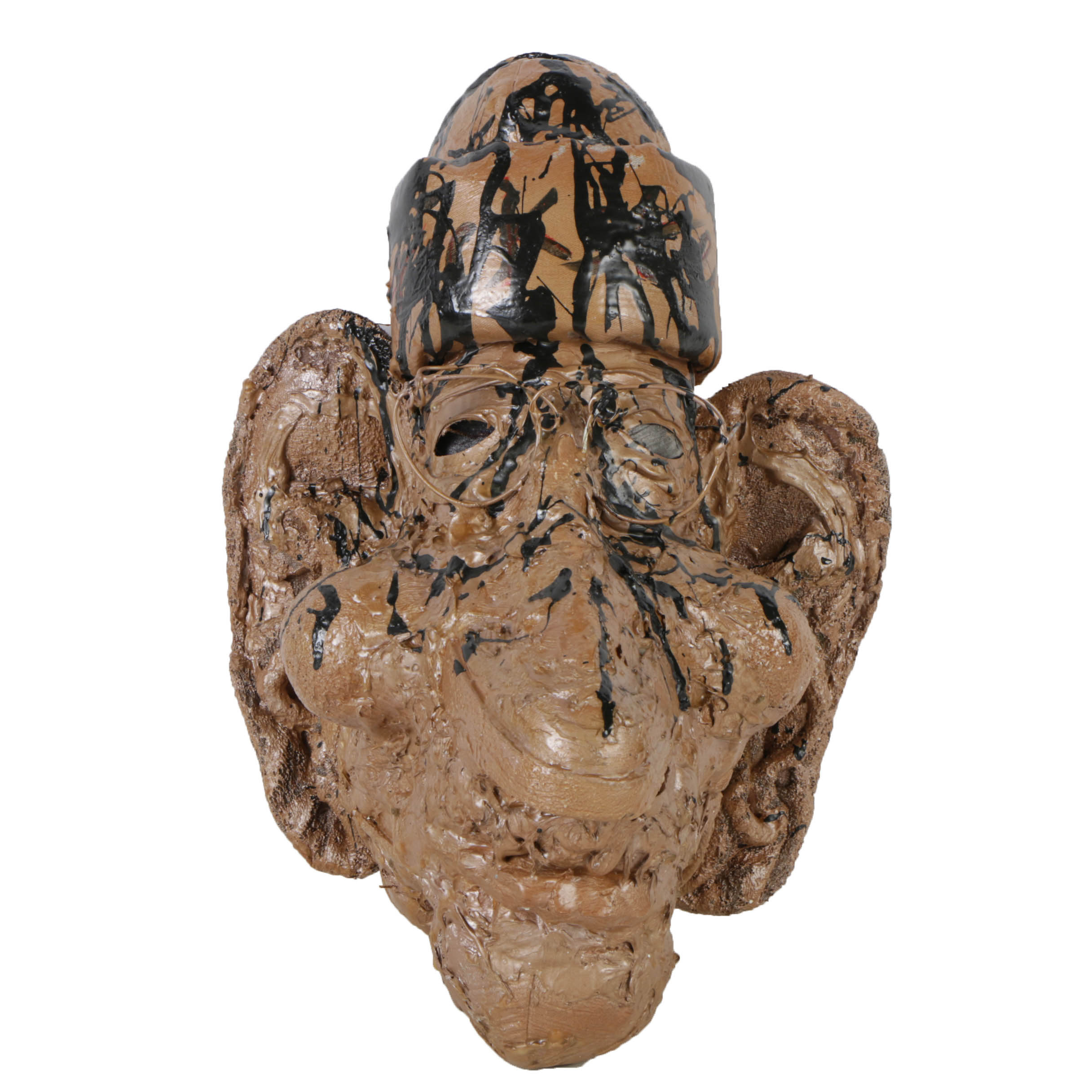 Frank Kowing Mixed Media Sculpture of a Gold Head