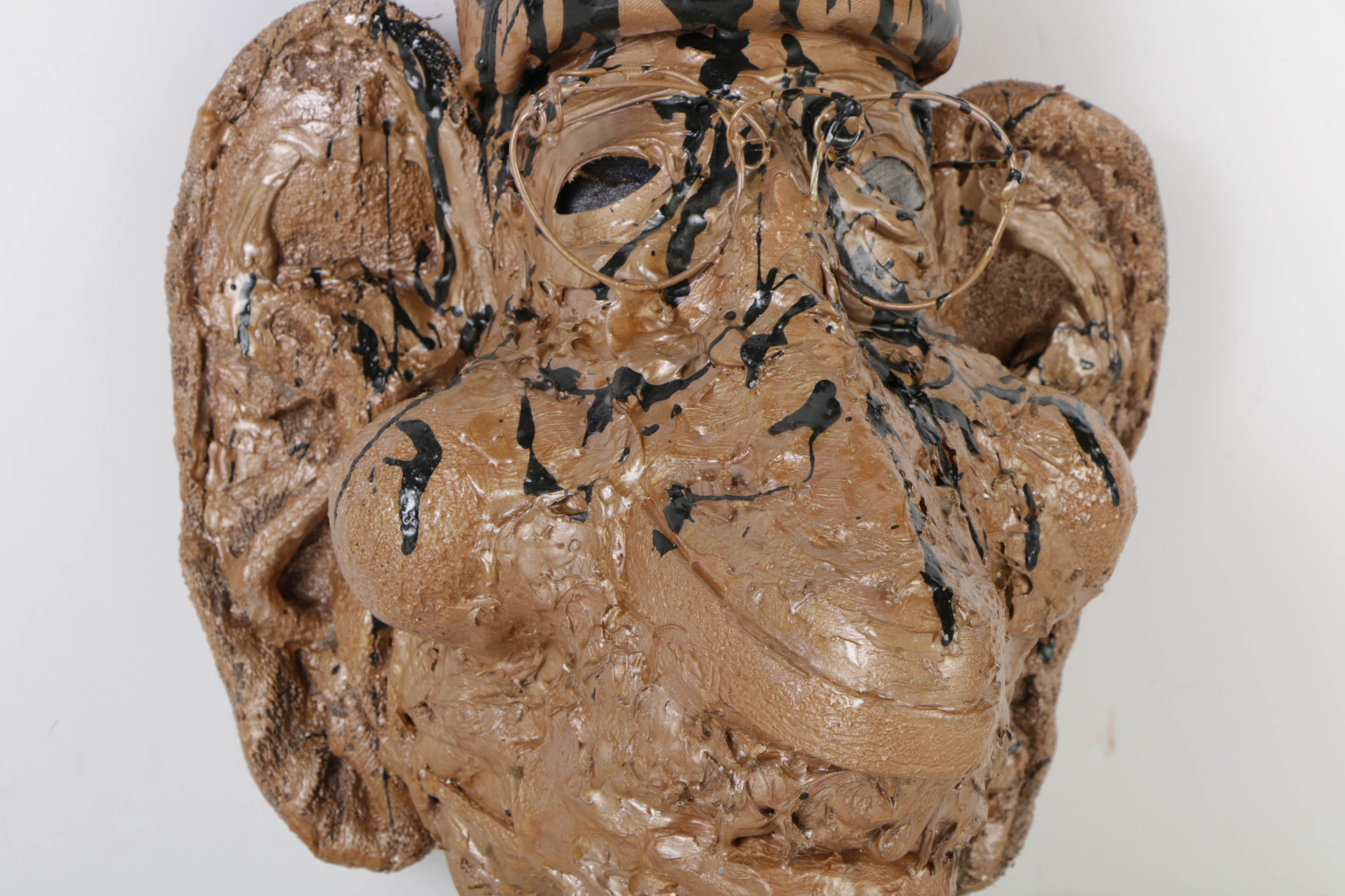 Frank Kowing Mixed Media Sculpture of a Gold Head