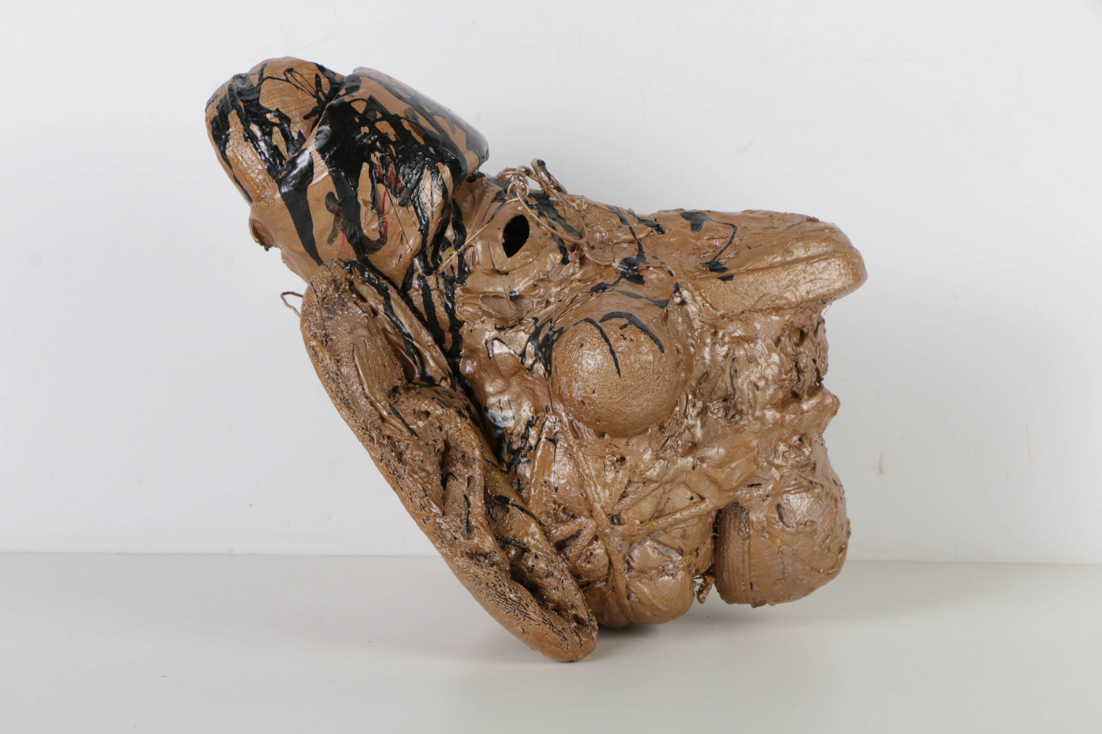 Frank Kowing Mixed Media Sculpture of a Gold Head