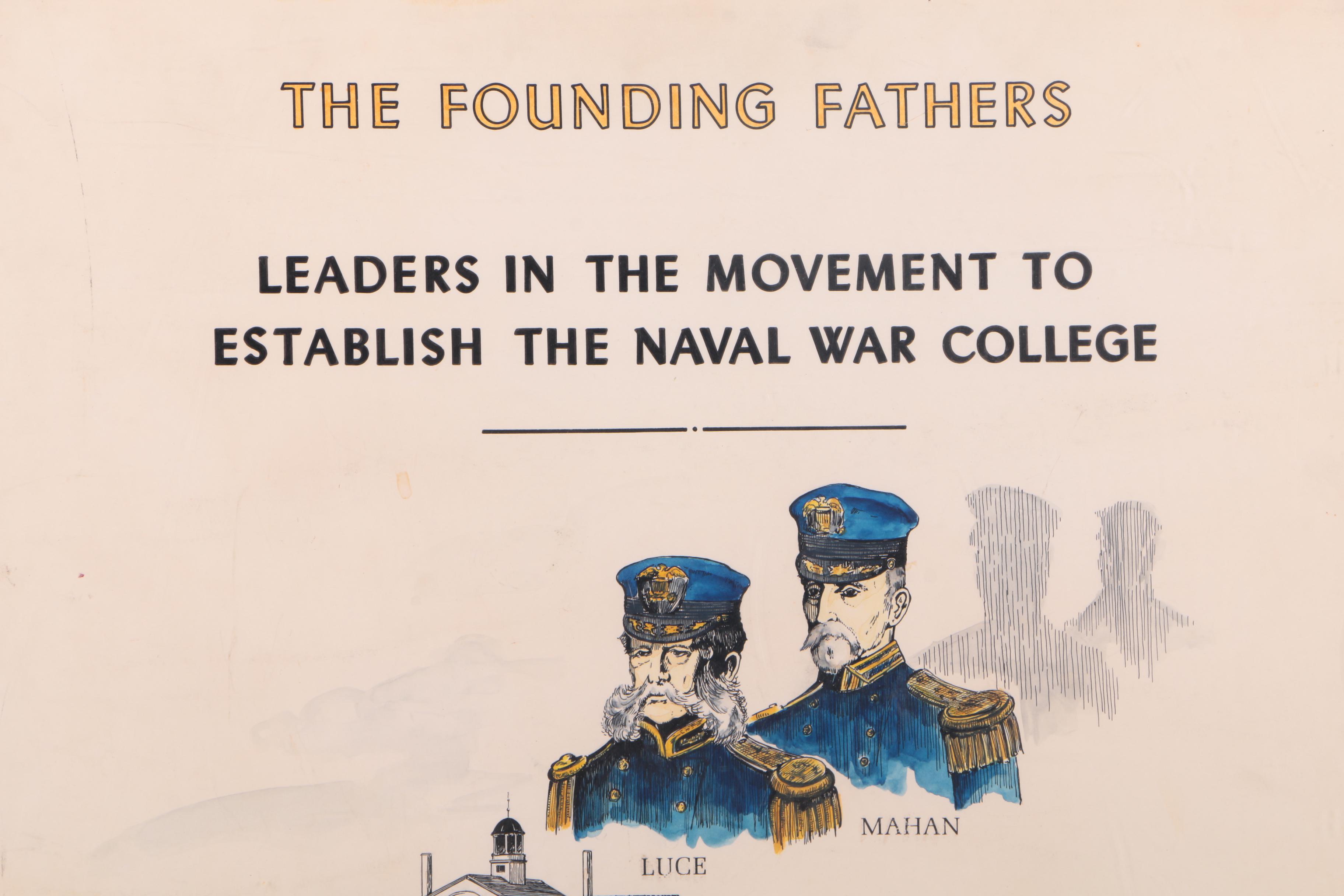 Hand Colored Lithograph Poster for a Naval War College Anniversary Exhibit