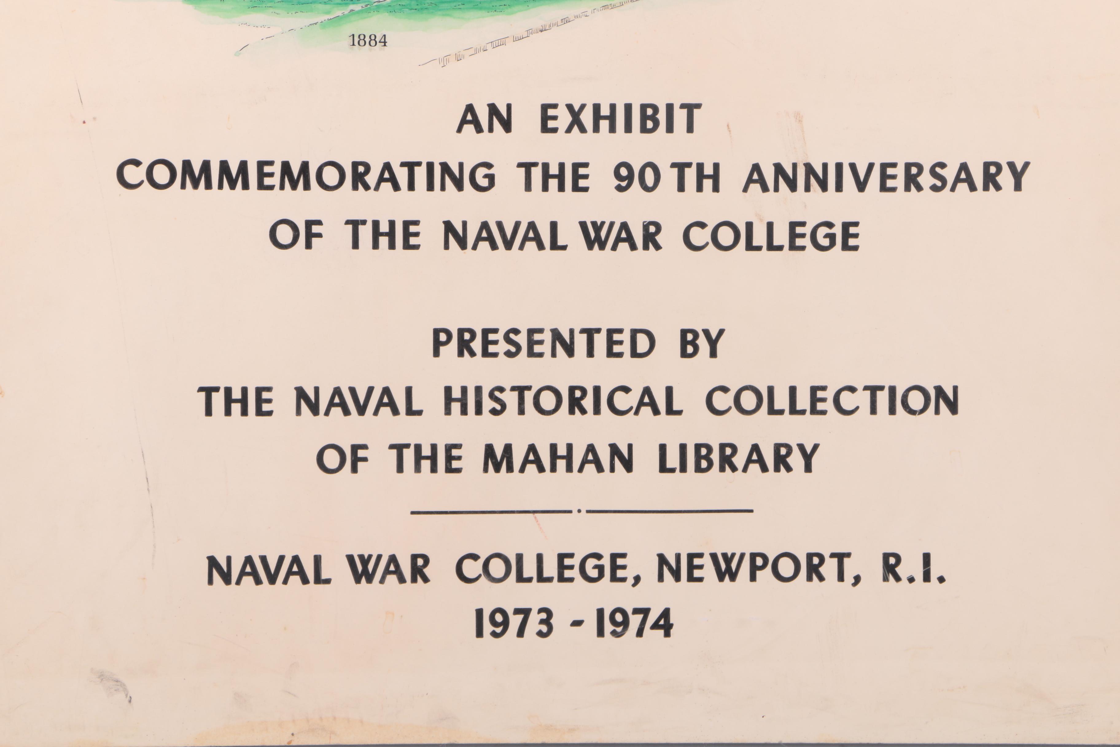 Hand Colored Lithograph Poster for a Naval War College Anniversary Exhibit