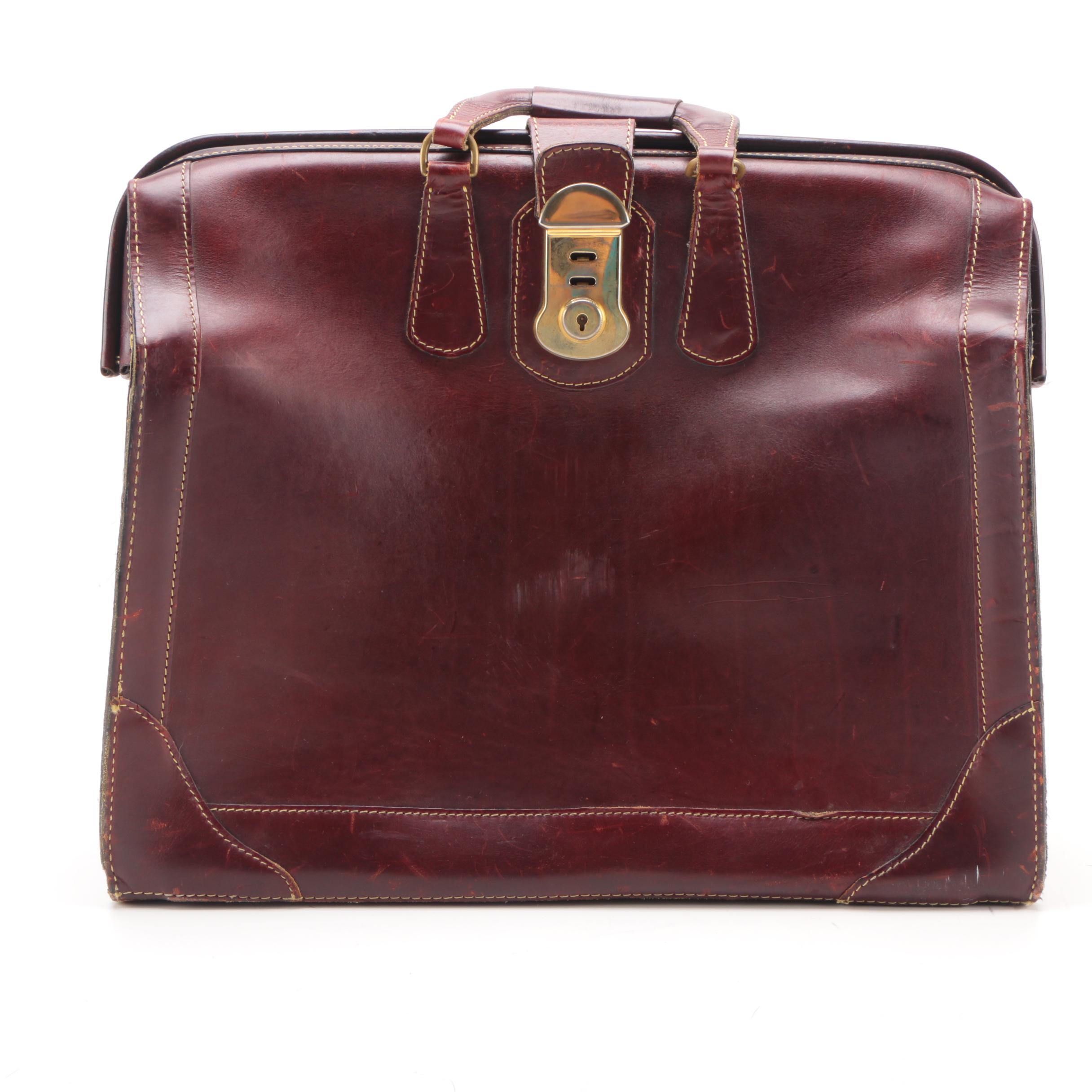 Vintage Eddie Bauer Burgundy Leather Briefcase