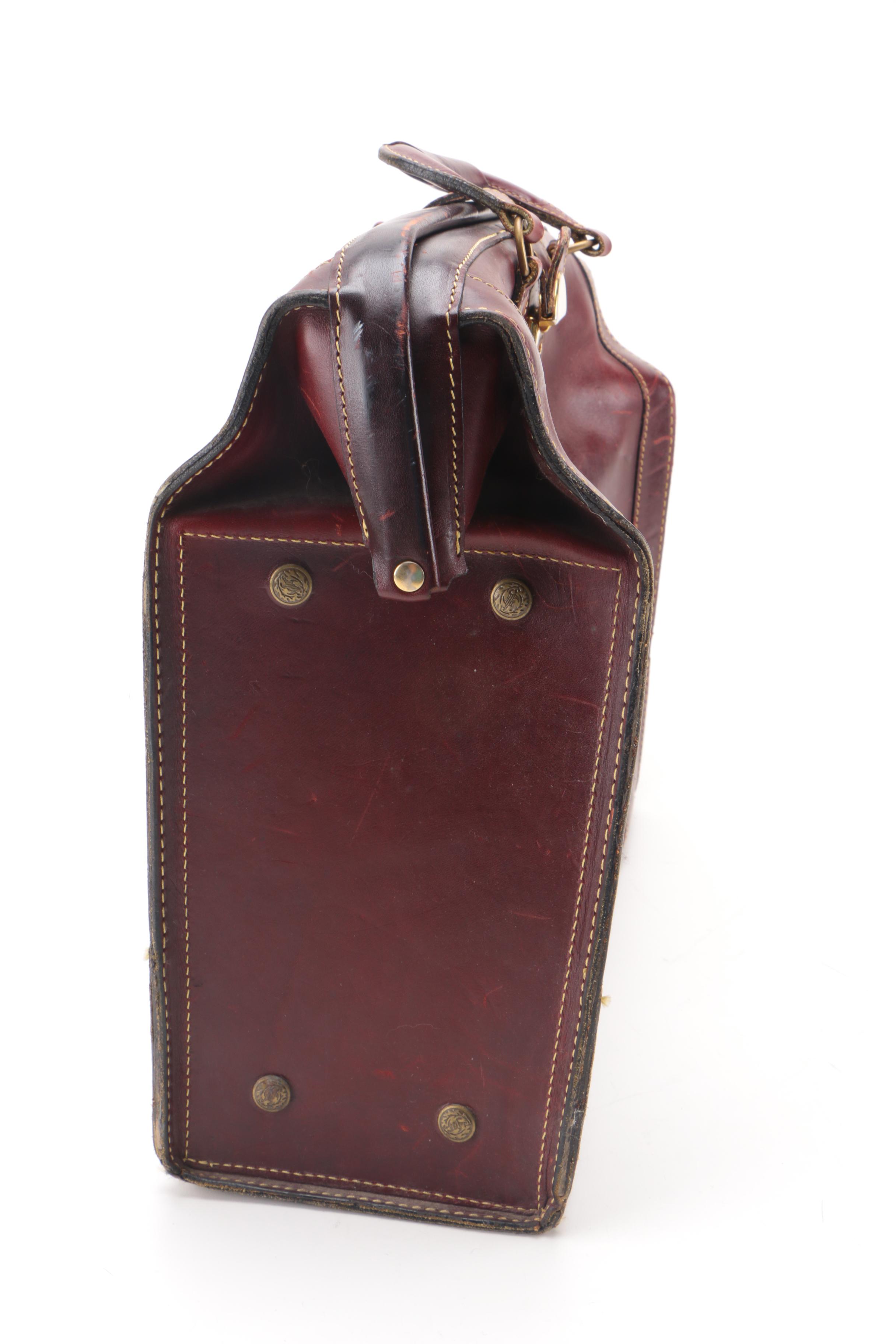 Vintage Eddie Bauer Burgundy Leather Briefcase