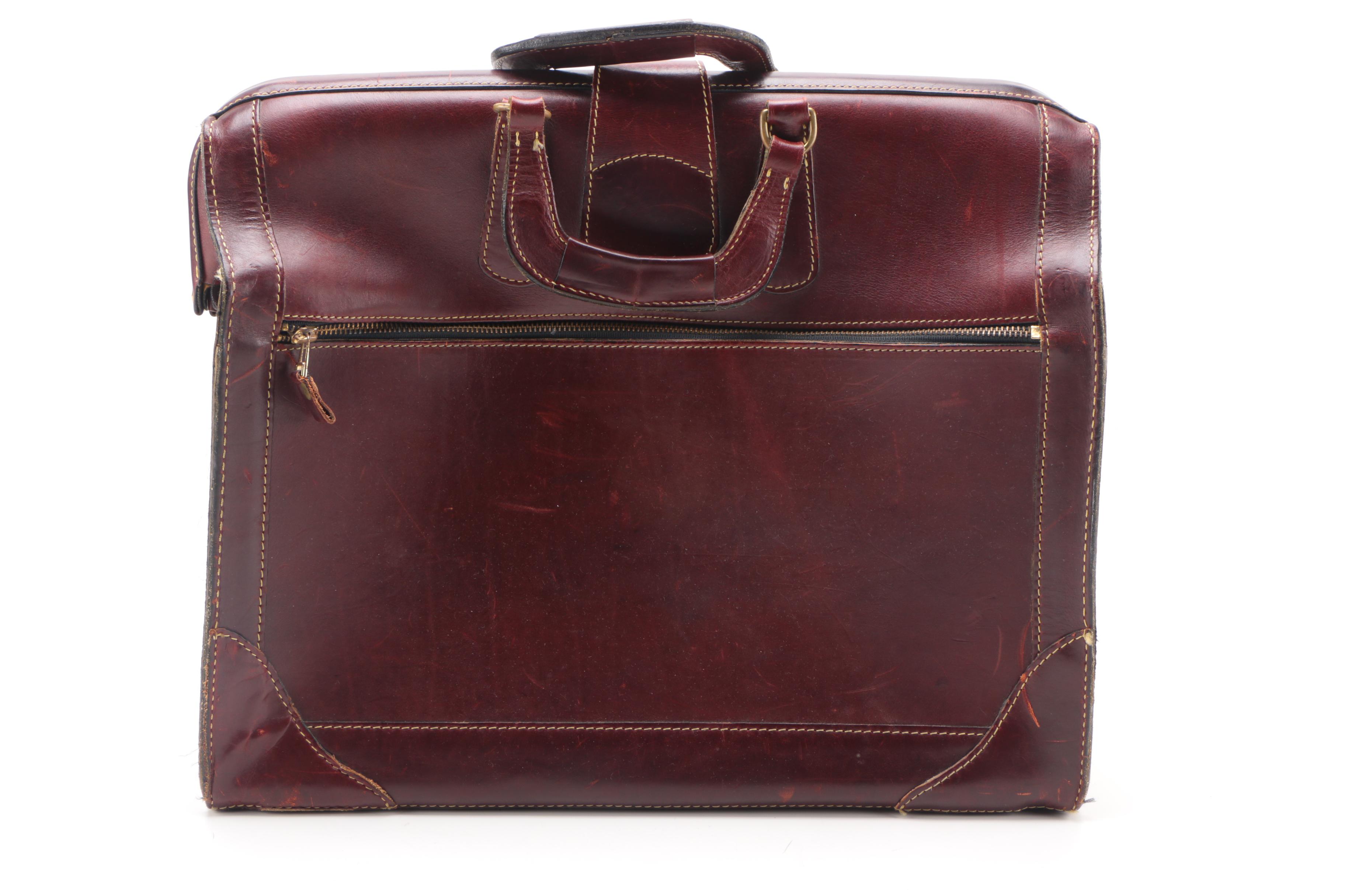 Vintage Eddie Bauer Burgundy Leather Briefcase