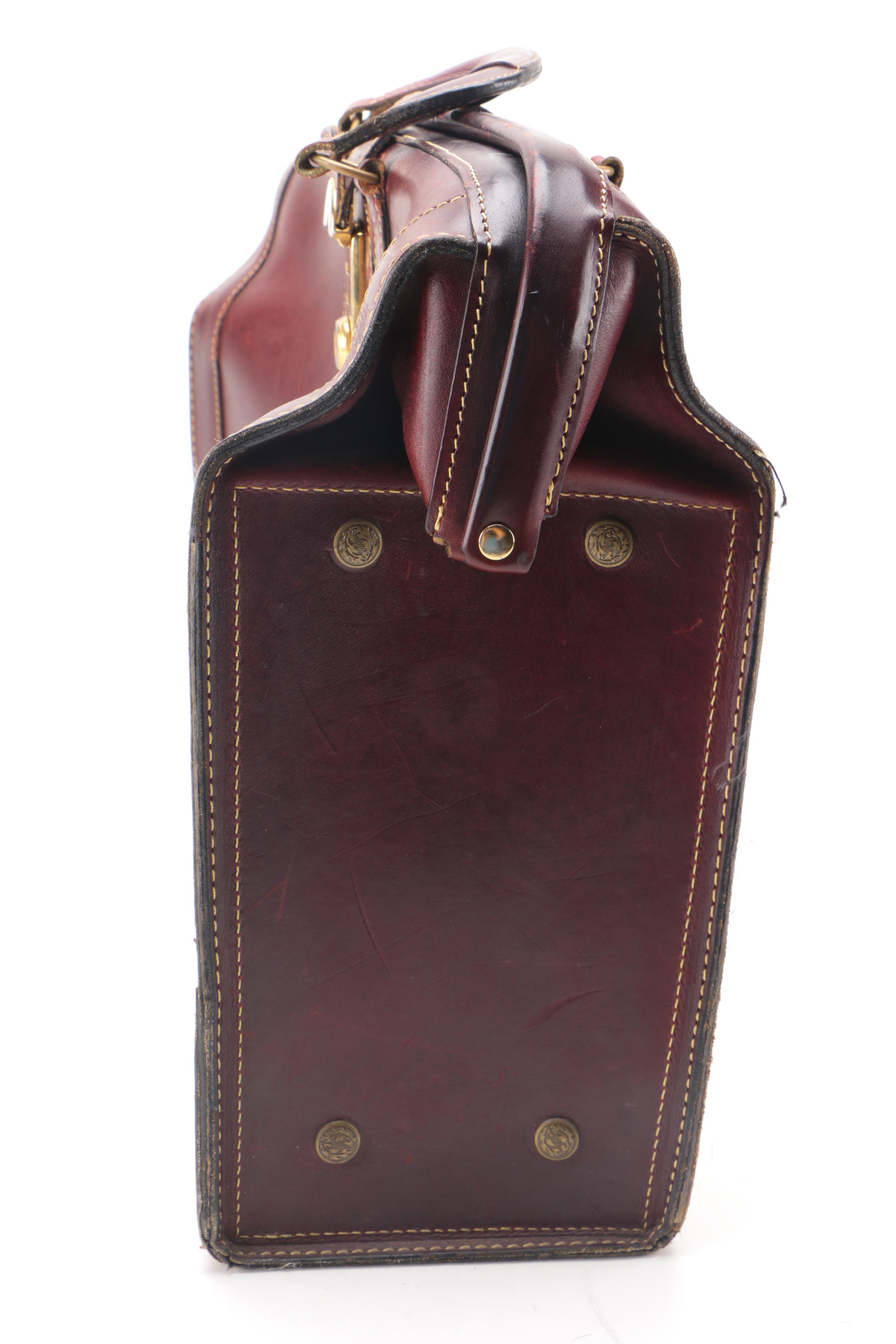 Vintage Eddie Bauer Burgundy Leather Briefcase