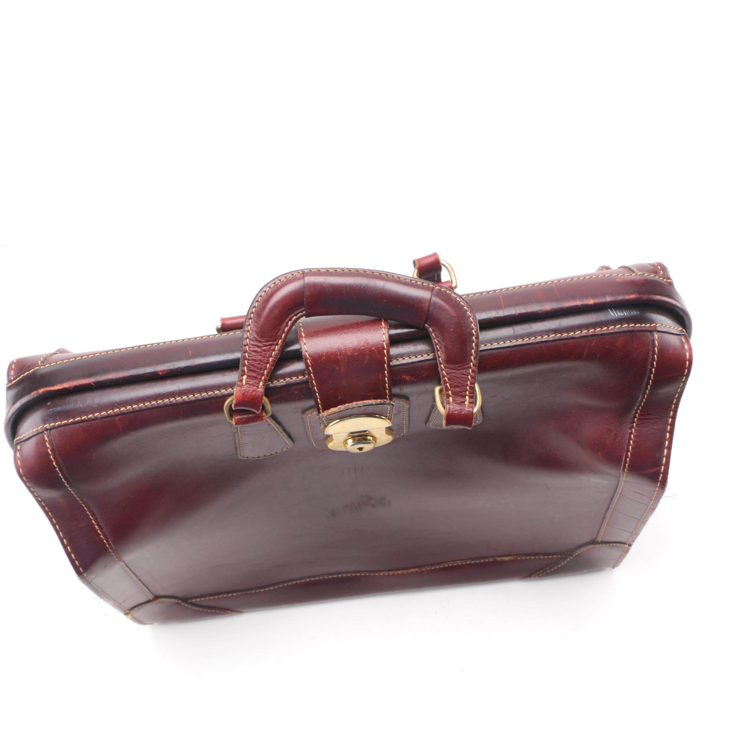 Vintage Eddie Bauer Burgundy Leather Briefcase