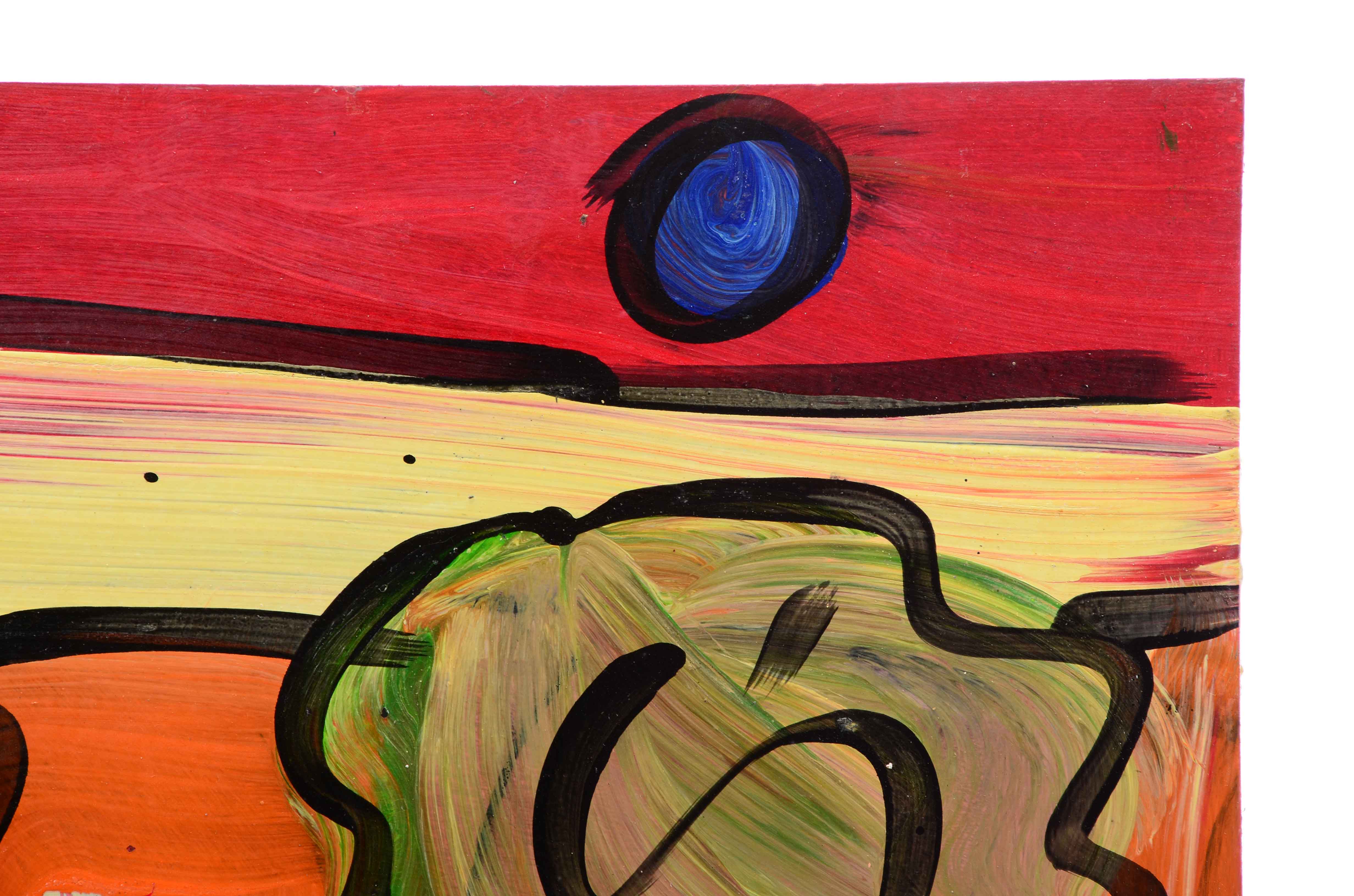 Peter Keil Original 1984 Neo-Expressionist Oil on Board "Orange Sea"