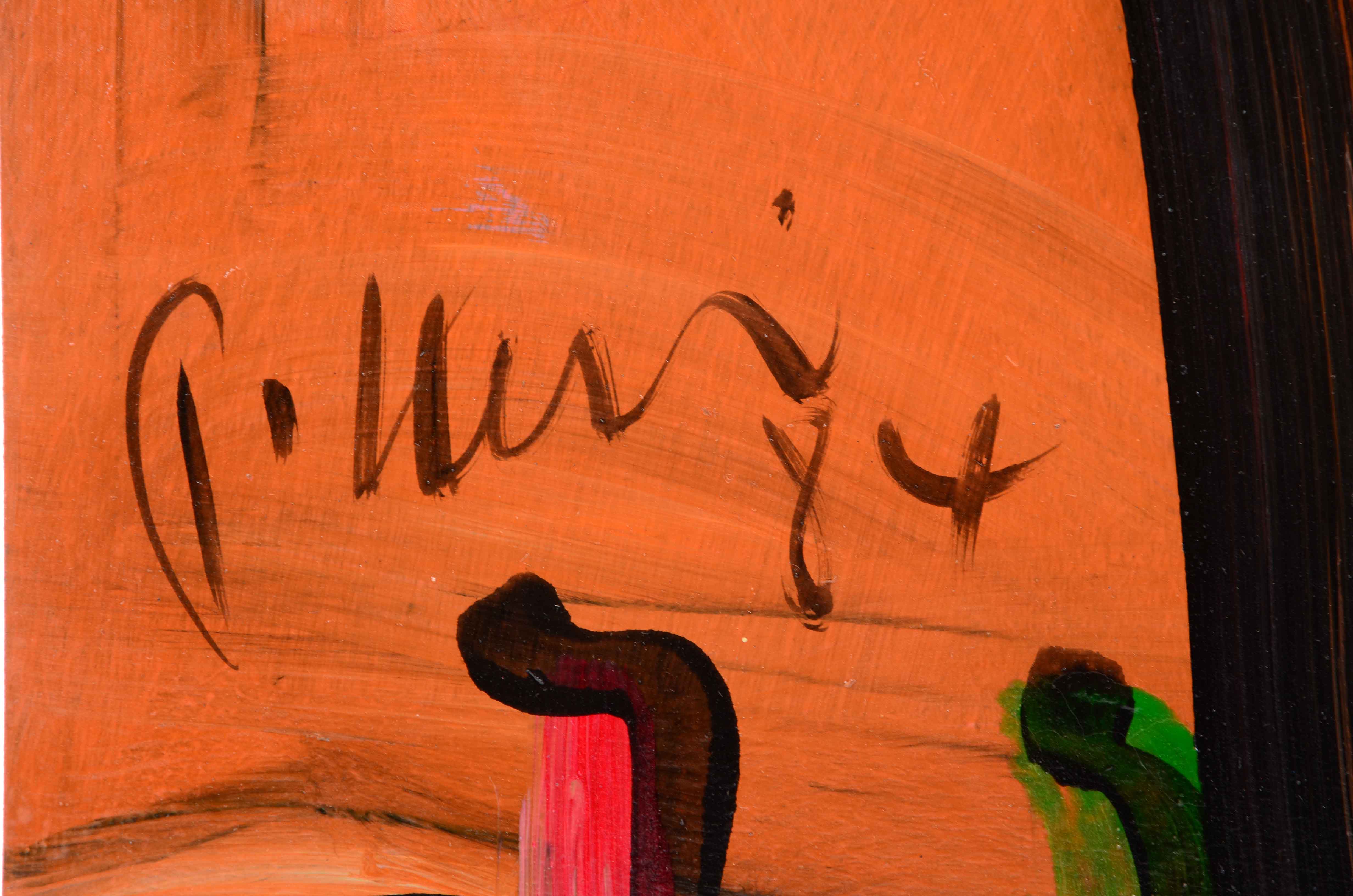 Peter Keil Original 1984 Neo-Expressionist Oil on Board "Orange Sea"