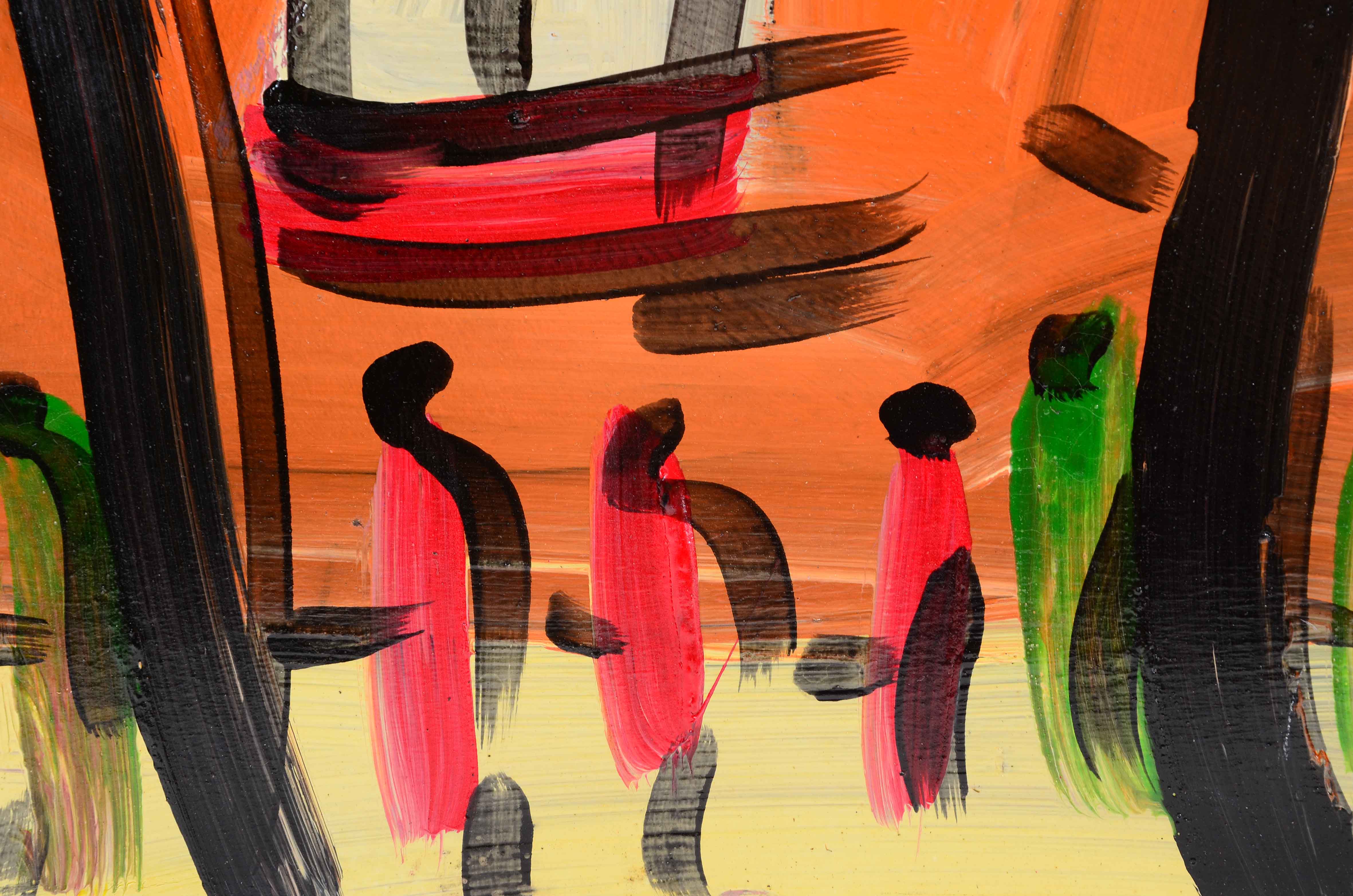 Peter Keil Original 1984 Neo-Expressionist Oil on Board "Orange Sea"