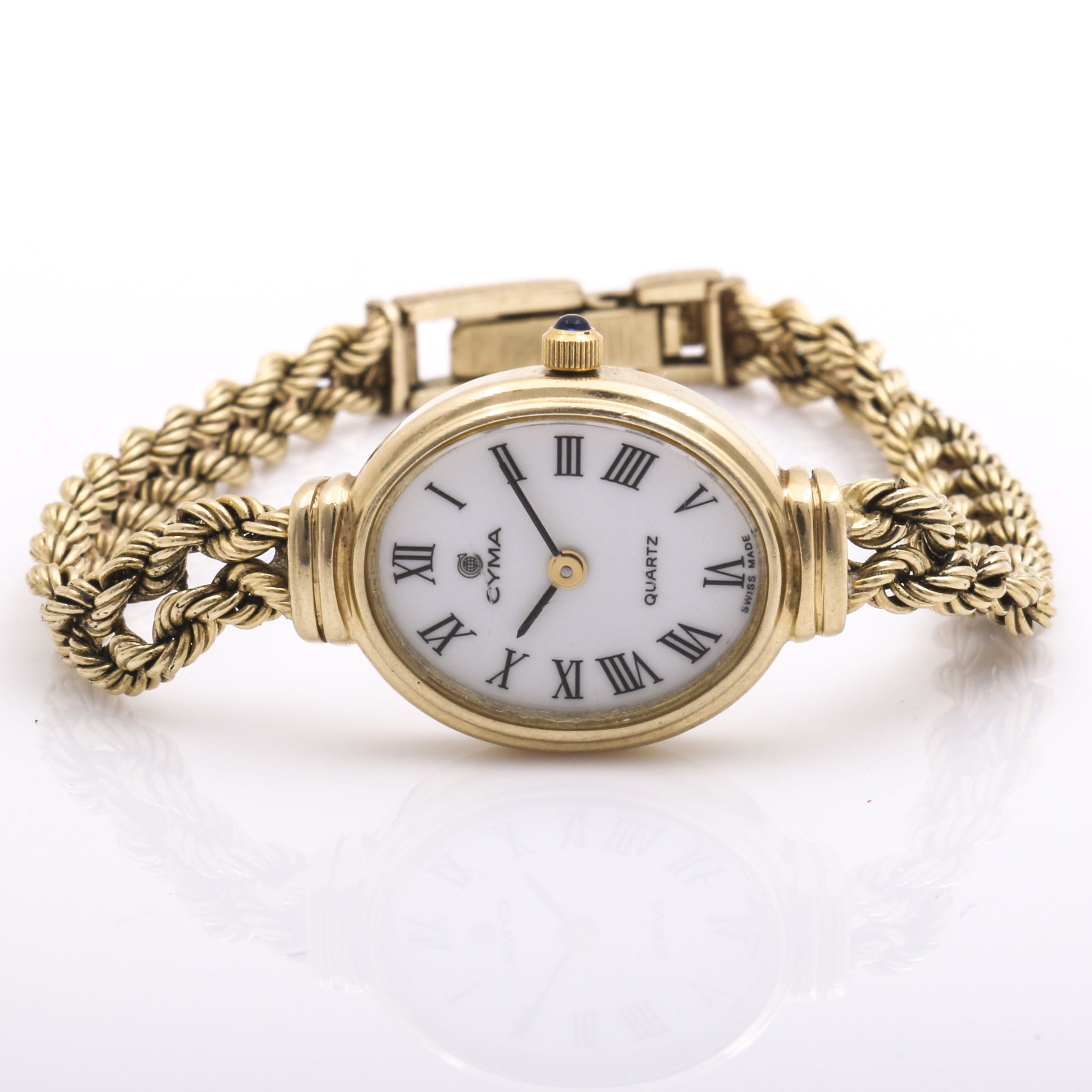 Cyma 14K Yellow Gold Rope Chain Watch