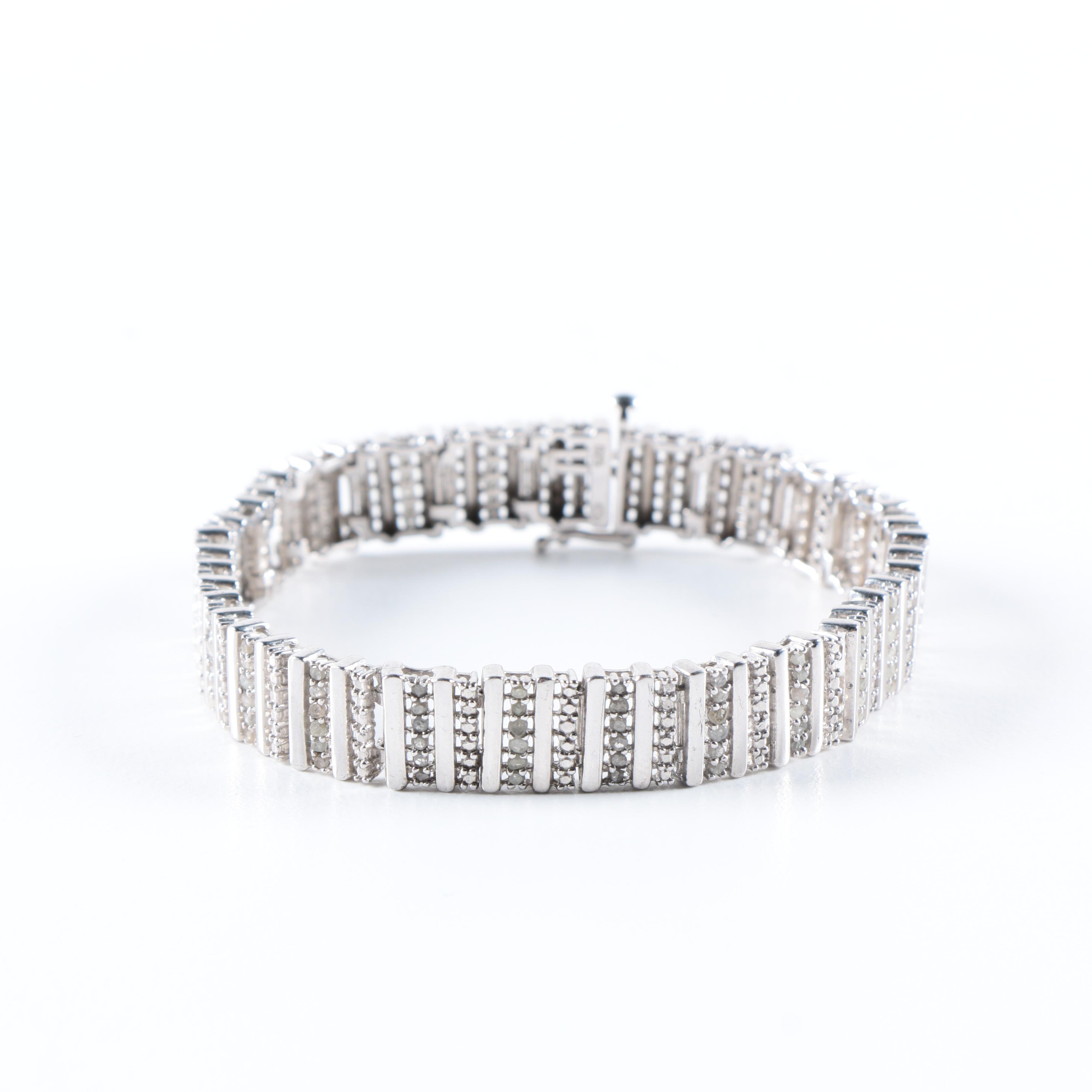 Sterling Silver with Diamond Bracelet