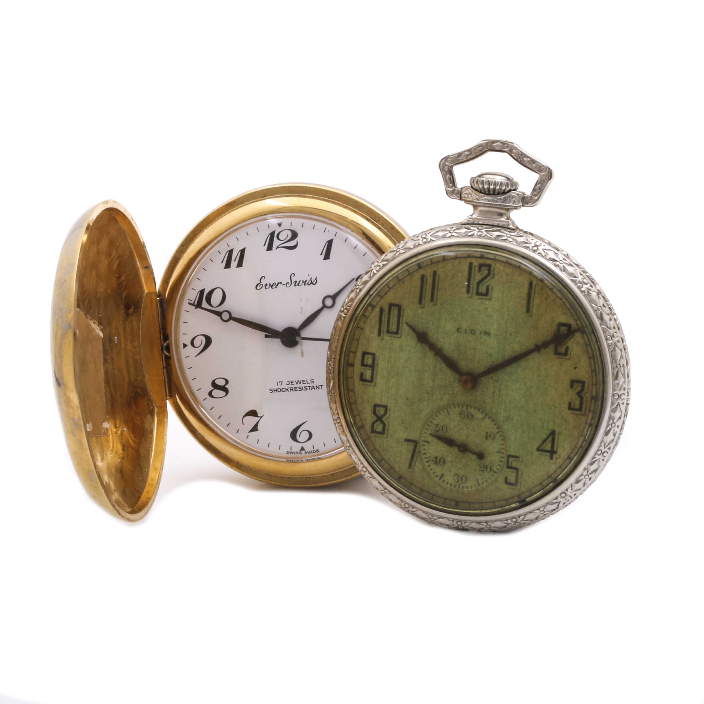 Pocket Watches Including Elgin and Ever-Swiss