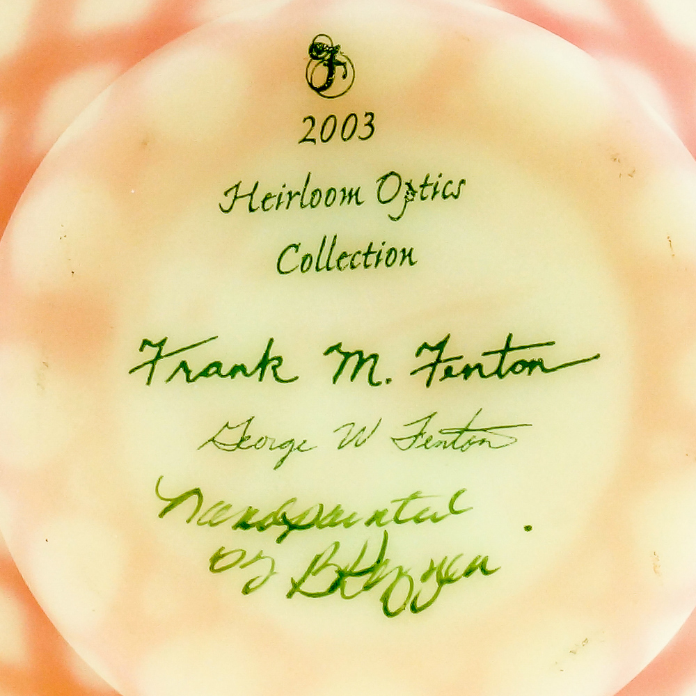 Fenton Handpainted Glass Basket Vase