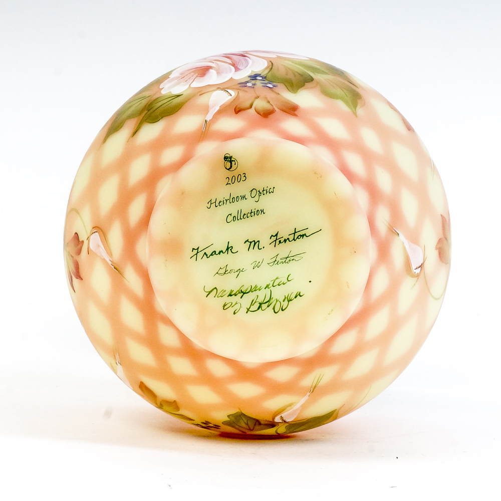 Fenton Handpainted Glass Basket Vase