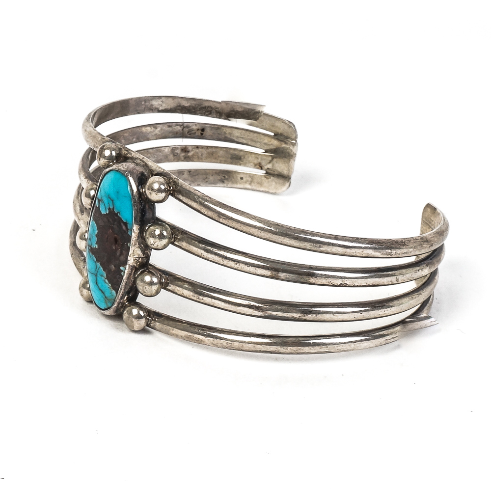 Multi-Row Sterling Silver and Turquoise Cuff Bracelet