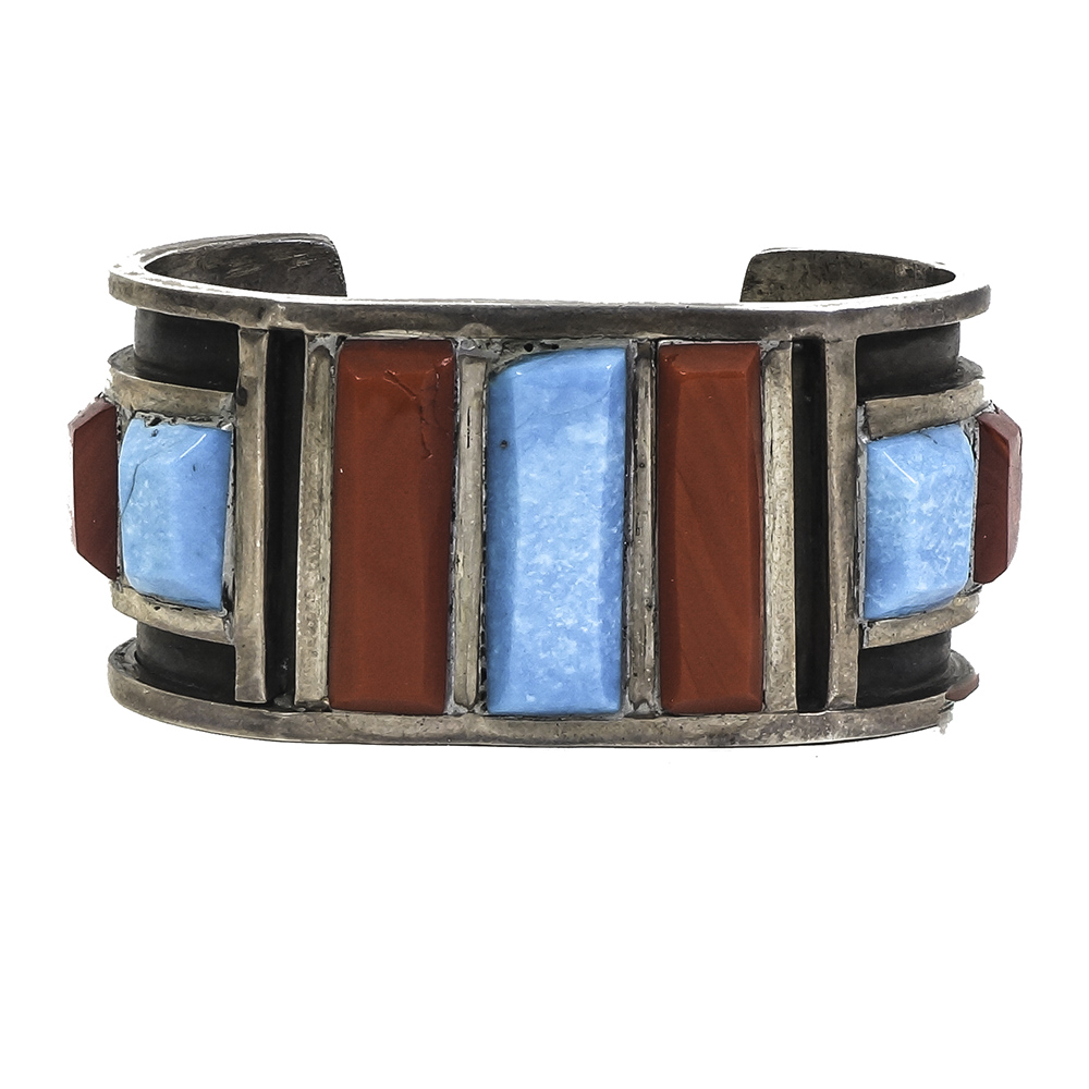 Southwest Inspired Sterling Silver and Multi-Stone Cuff Bracelet