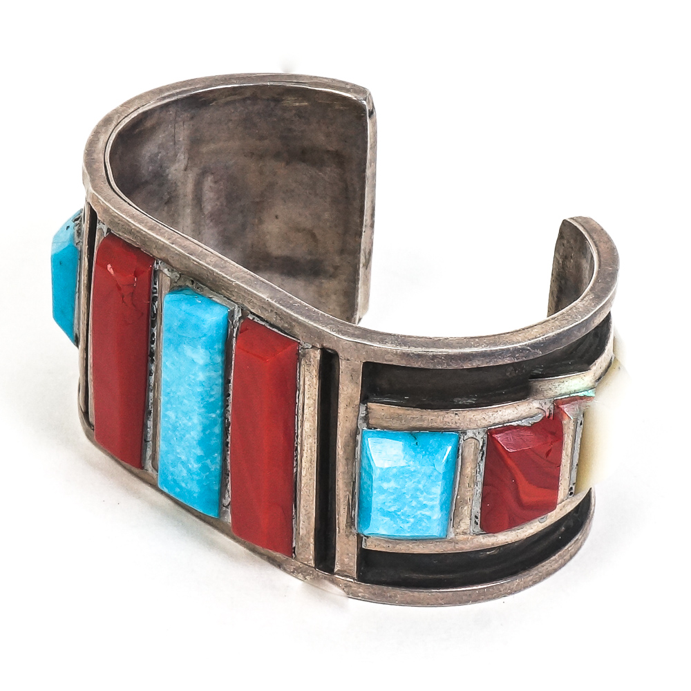 Southwest Inspired Sterling Silver and Multi-Stone Cuff Bracelet