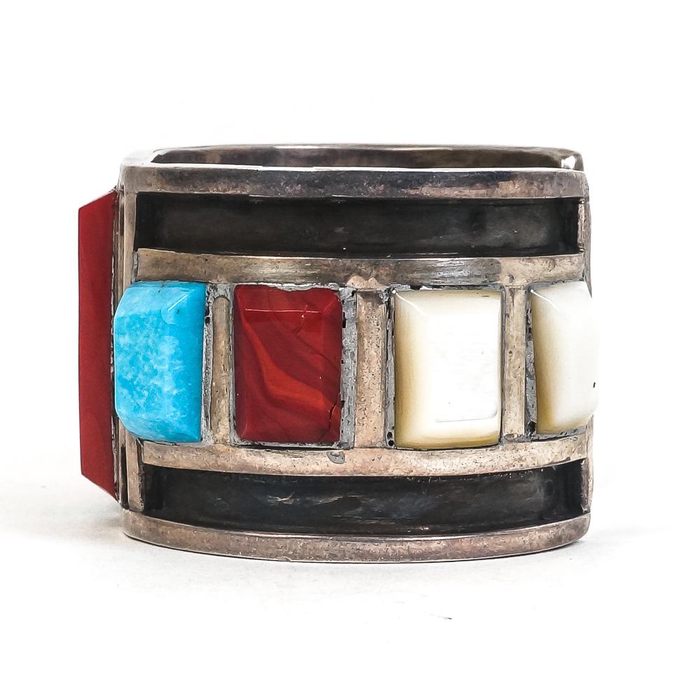 Southwest Inspired Sterling Silver and Multi-Stone Cuff Bracelet