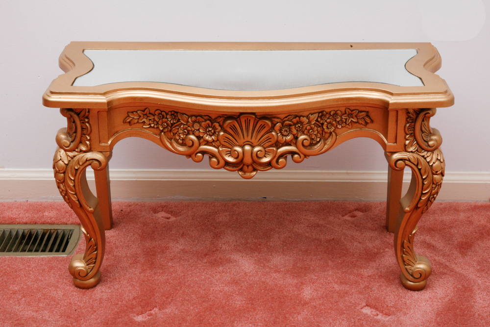 Vintage Rococo Revival Entry Mirror and Table