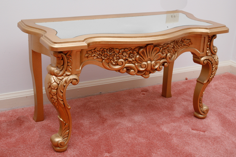 Vintage Rococo Revival Entry Mirror and Table