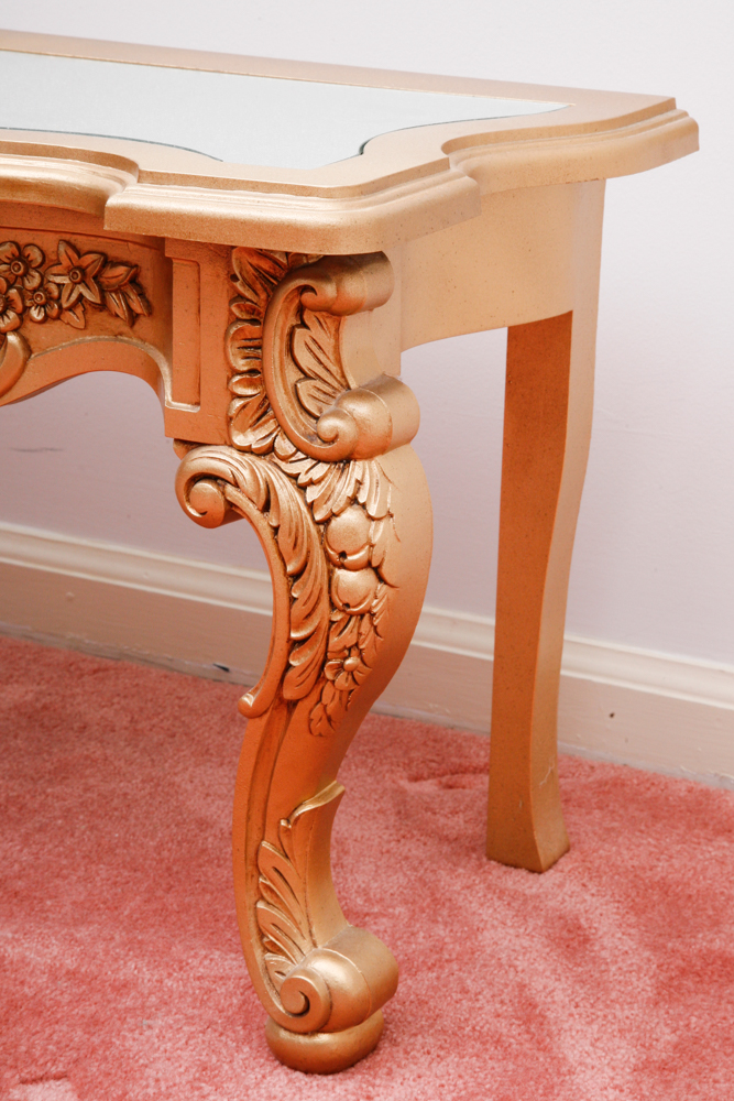 Vintage Rococo Revival Entry Mirror and Table