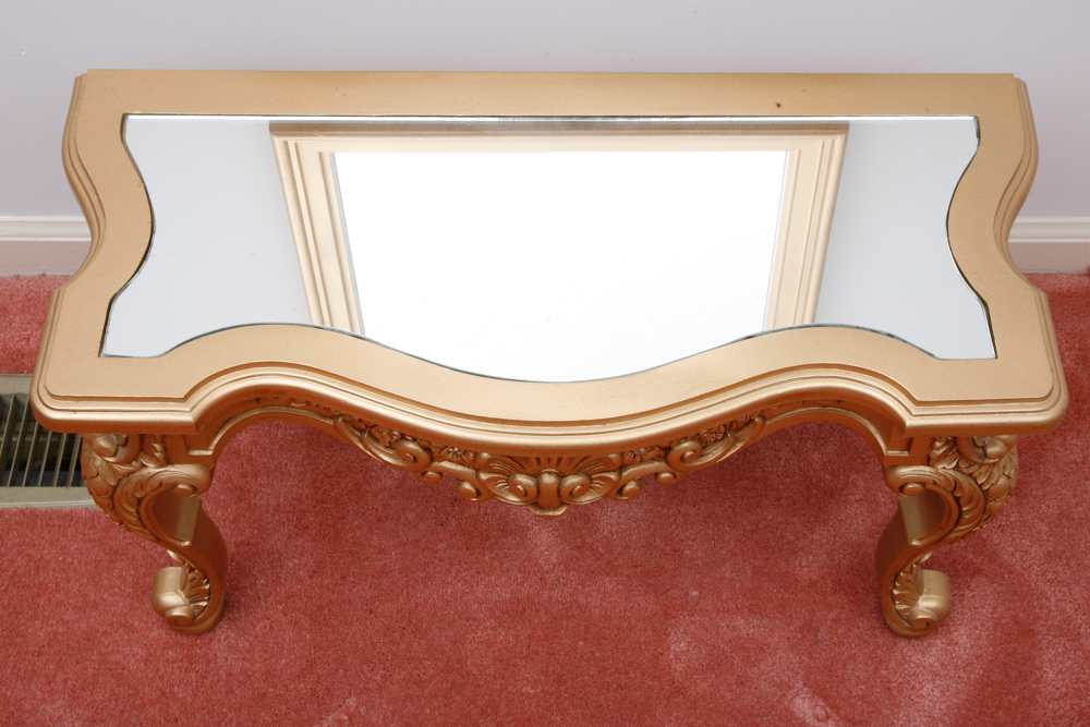 Vintage Rococo Revival Entry Mirror and Table