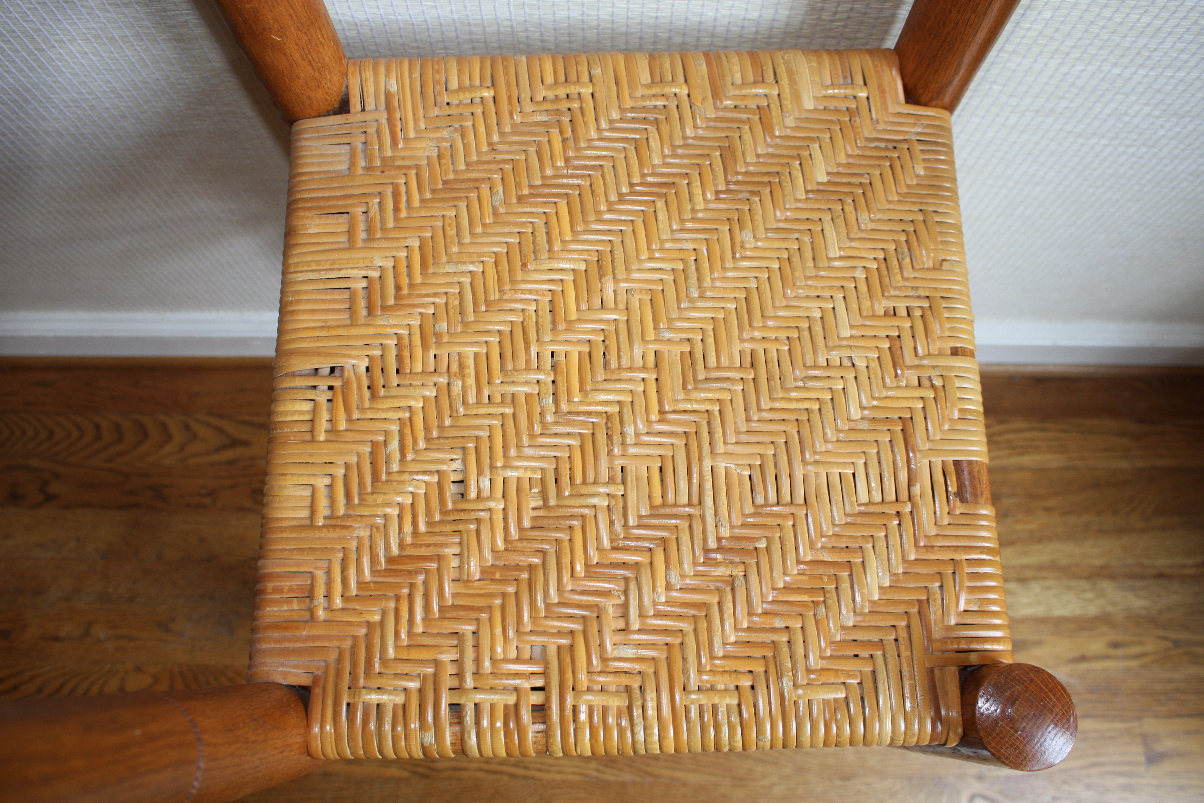 Oak Corner High-Chair with Herringbone Woven Cane Seat