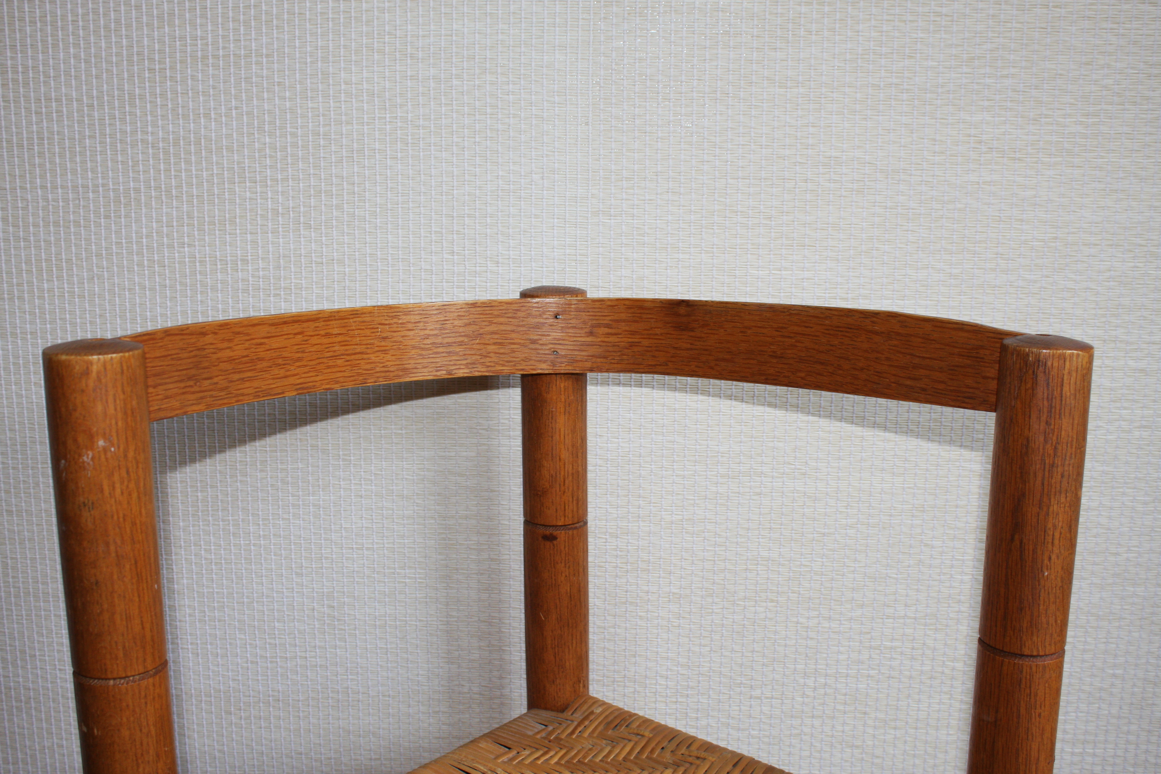 Oak Corner High-Chair with Herringbone Woven Cane Seat