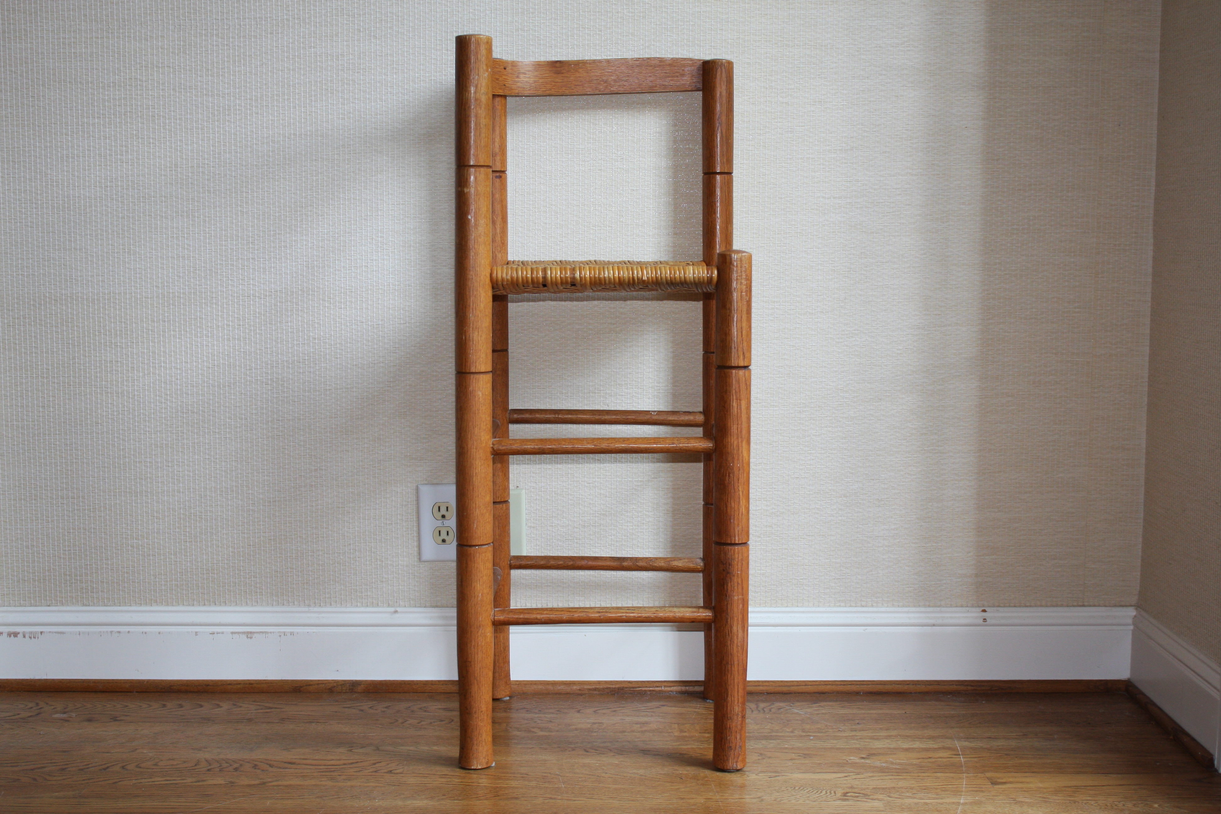 Oak Corner High-Chair with Herringbone Woven Cane Seat